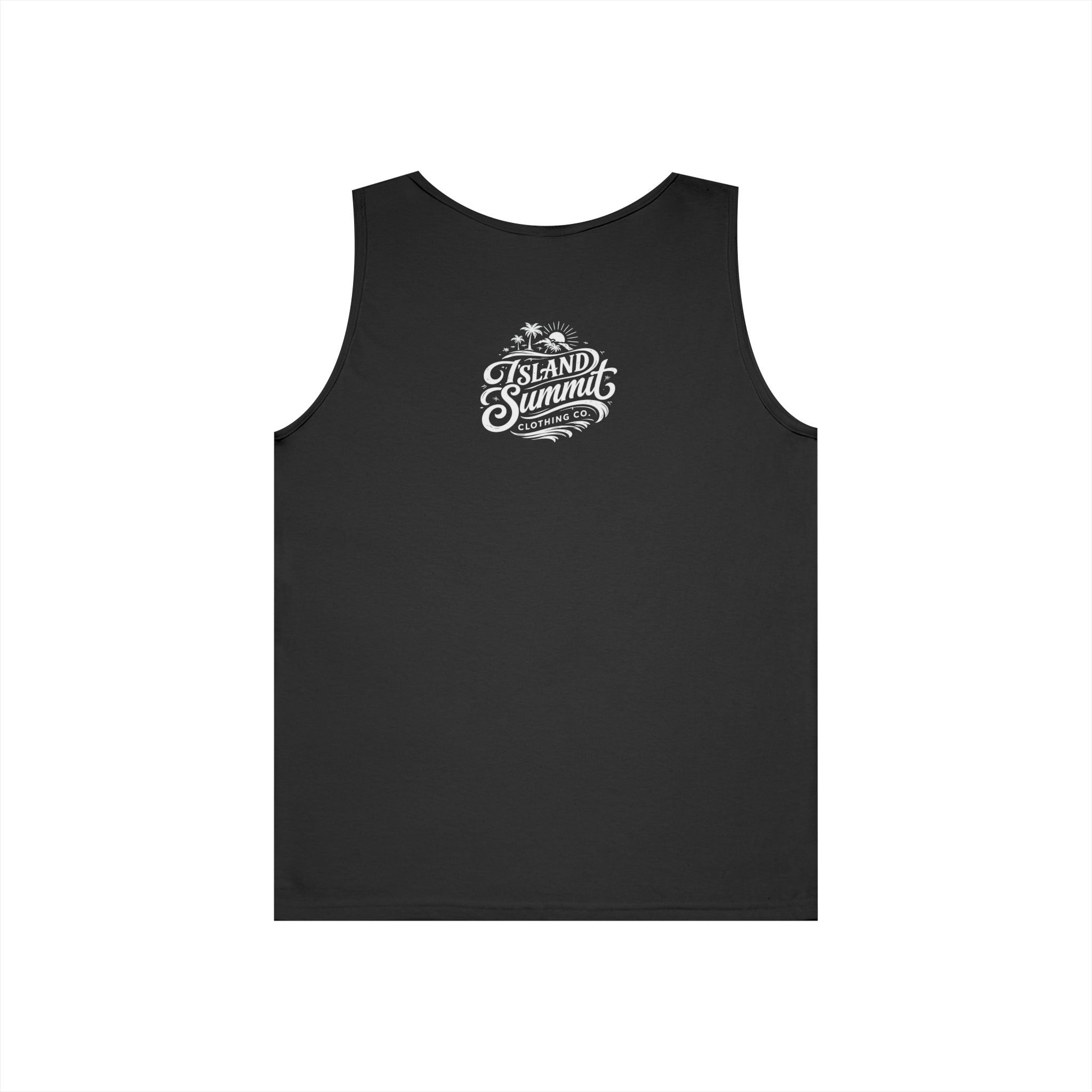 Island Summit logo Tank Top | Tropical palm graphic, vintage surf badge
