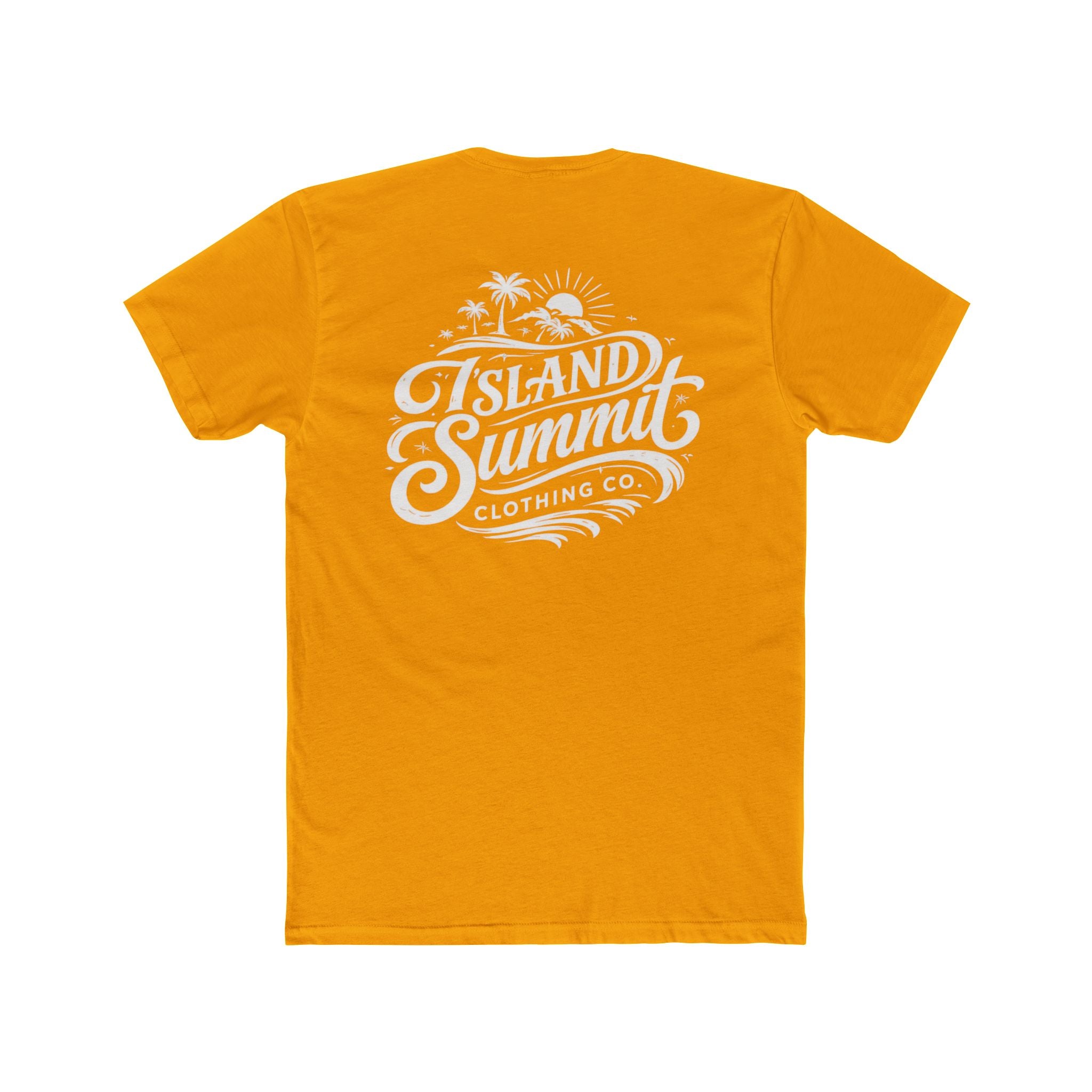 Island Summit logo tee, T-Shirt | Beach palm sunset graphic