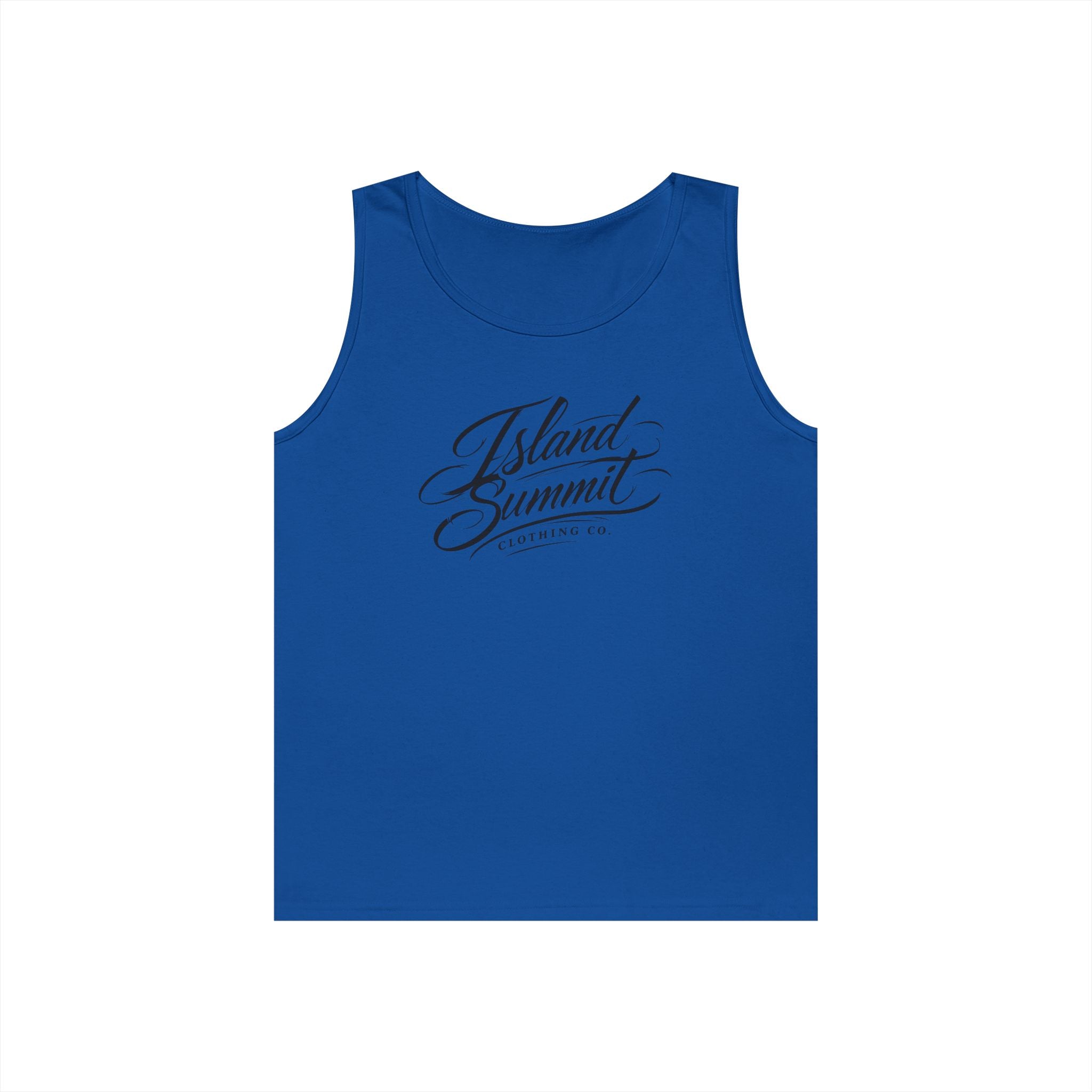 Island Summit script logo Tank Top | Minimal coastal typography