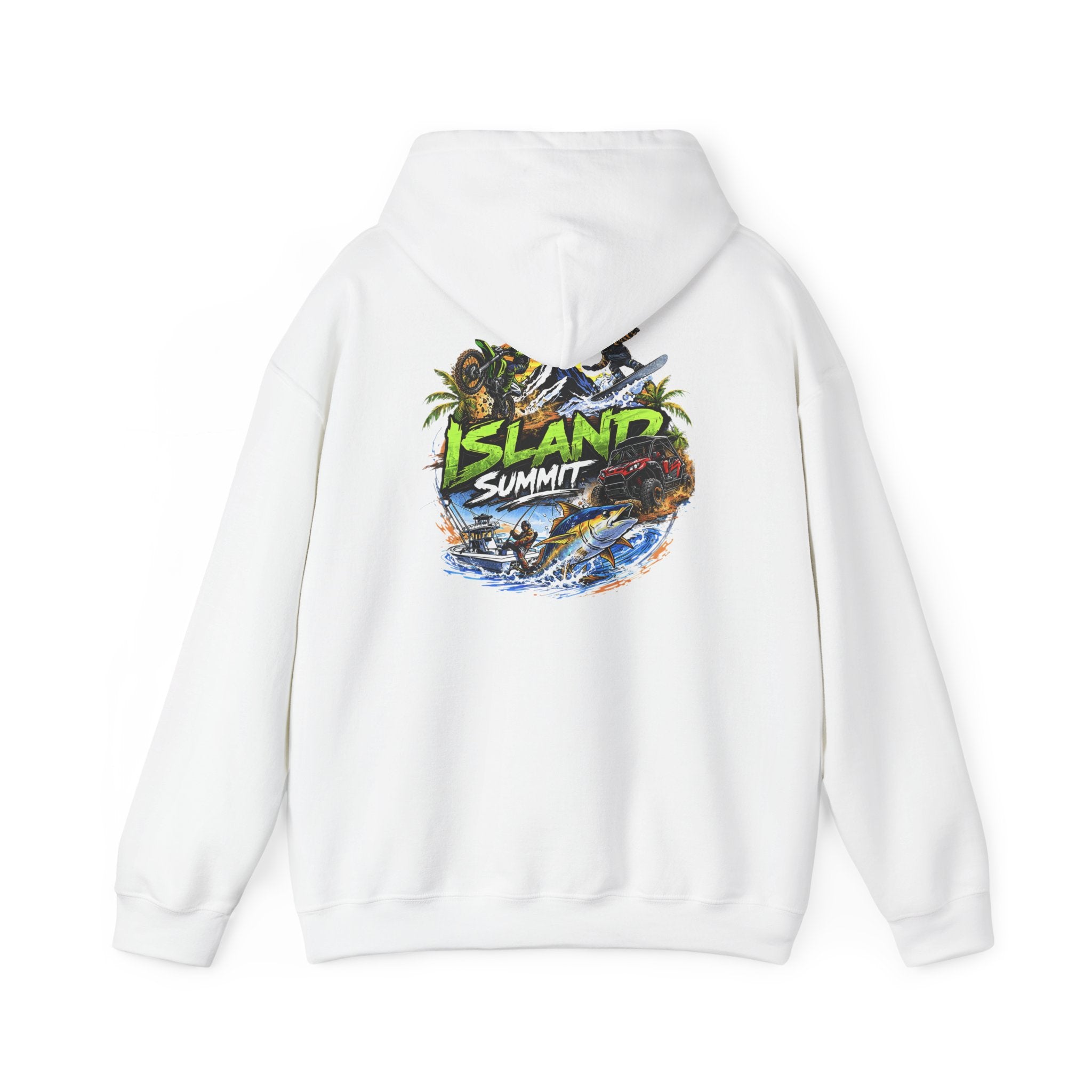 Island Summit Graphic Hoodie | 'Live Elevated' Tropical Surf Design
