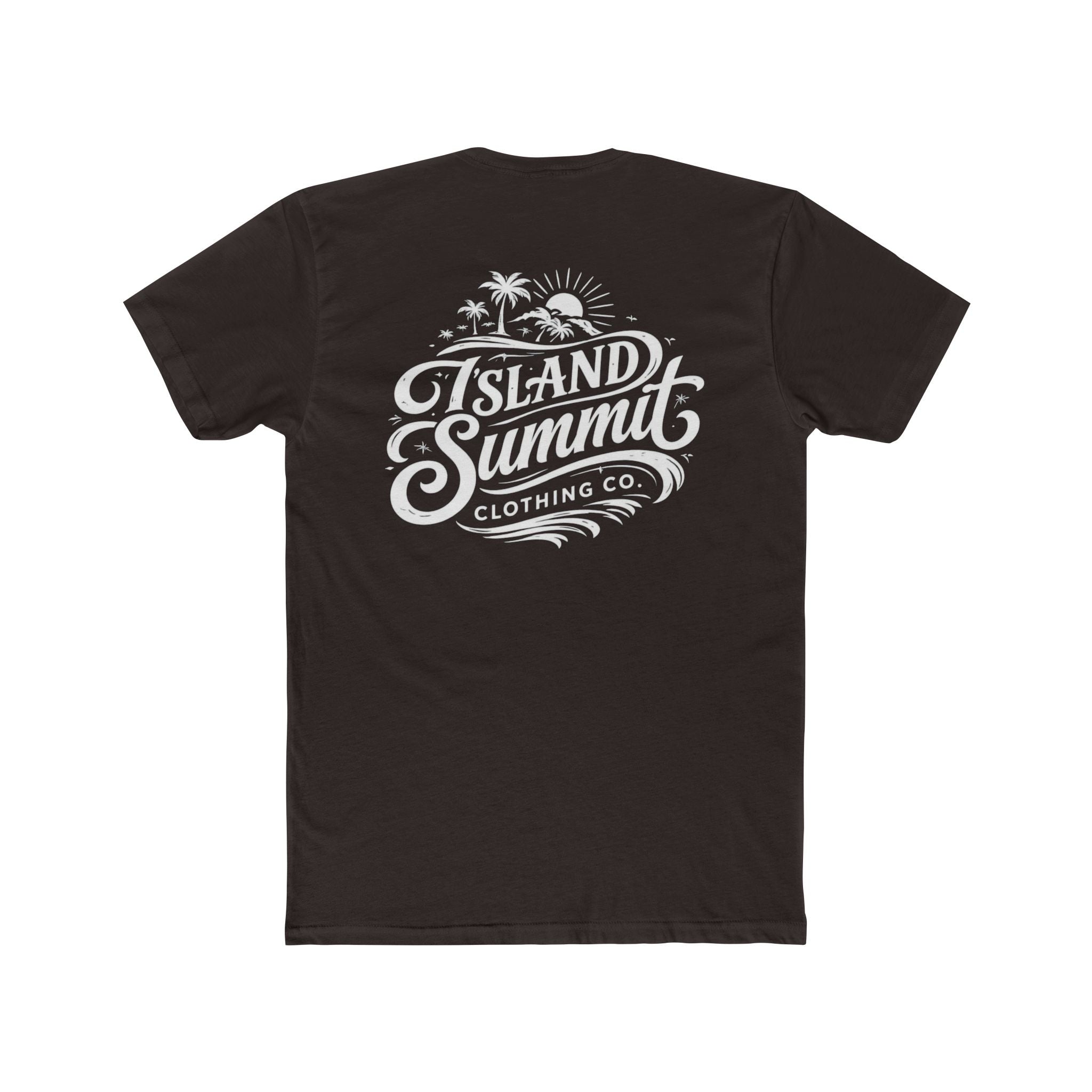 Island Summit logo tee, T-Shirt | Beach palm sunset graphic