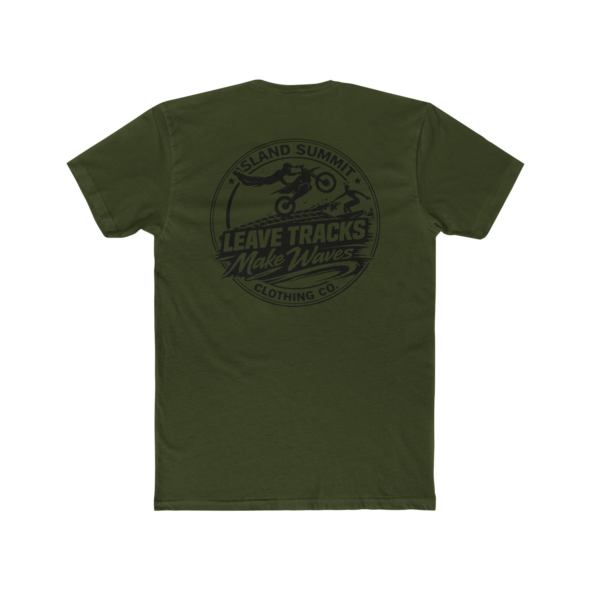 Island Summit Leave Tracks, Make Waves Dirt Bike Surf Tee