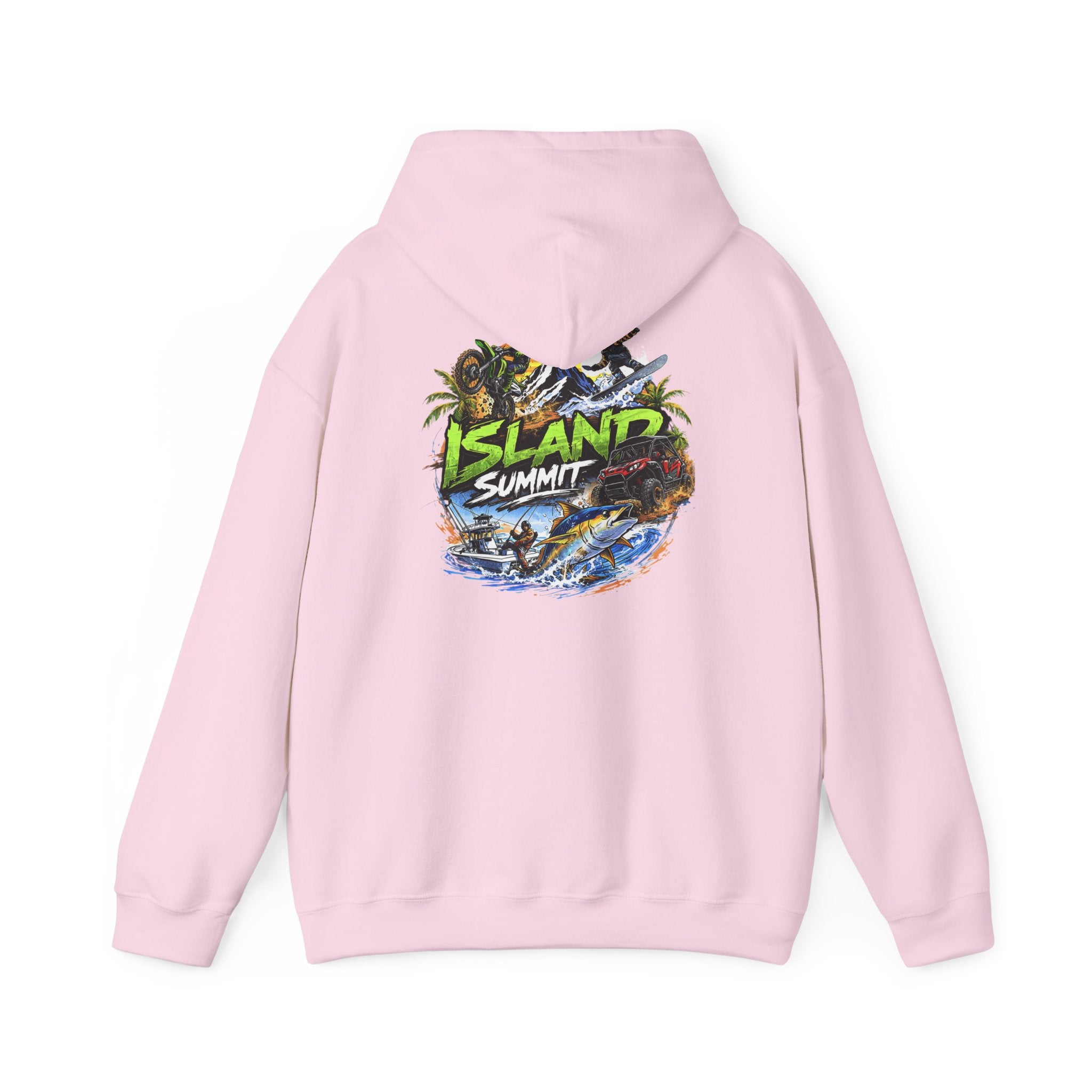 Island Summit Graphic Hoodie | 'Live Elevated' Tropical Surf Design