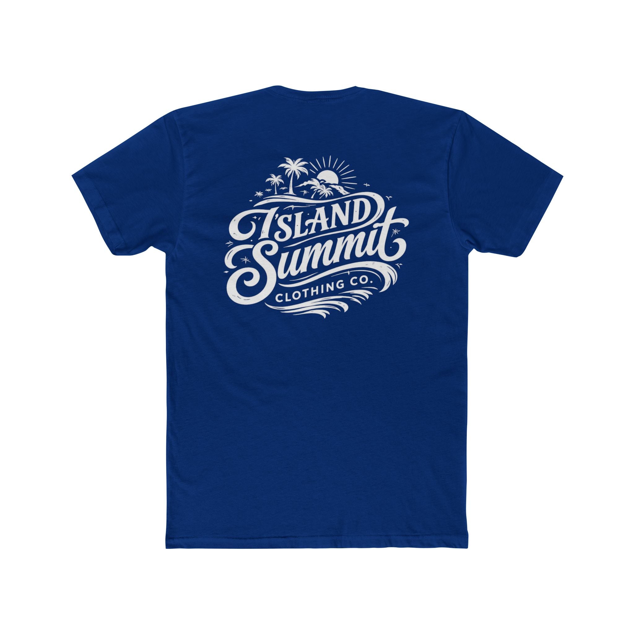 Island Summit logo tee, T-Shirt | Beach palm sunset graphic