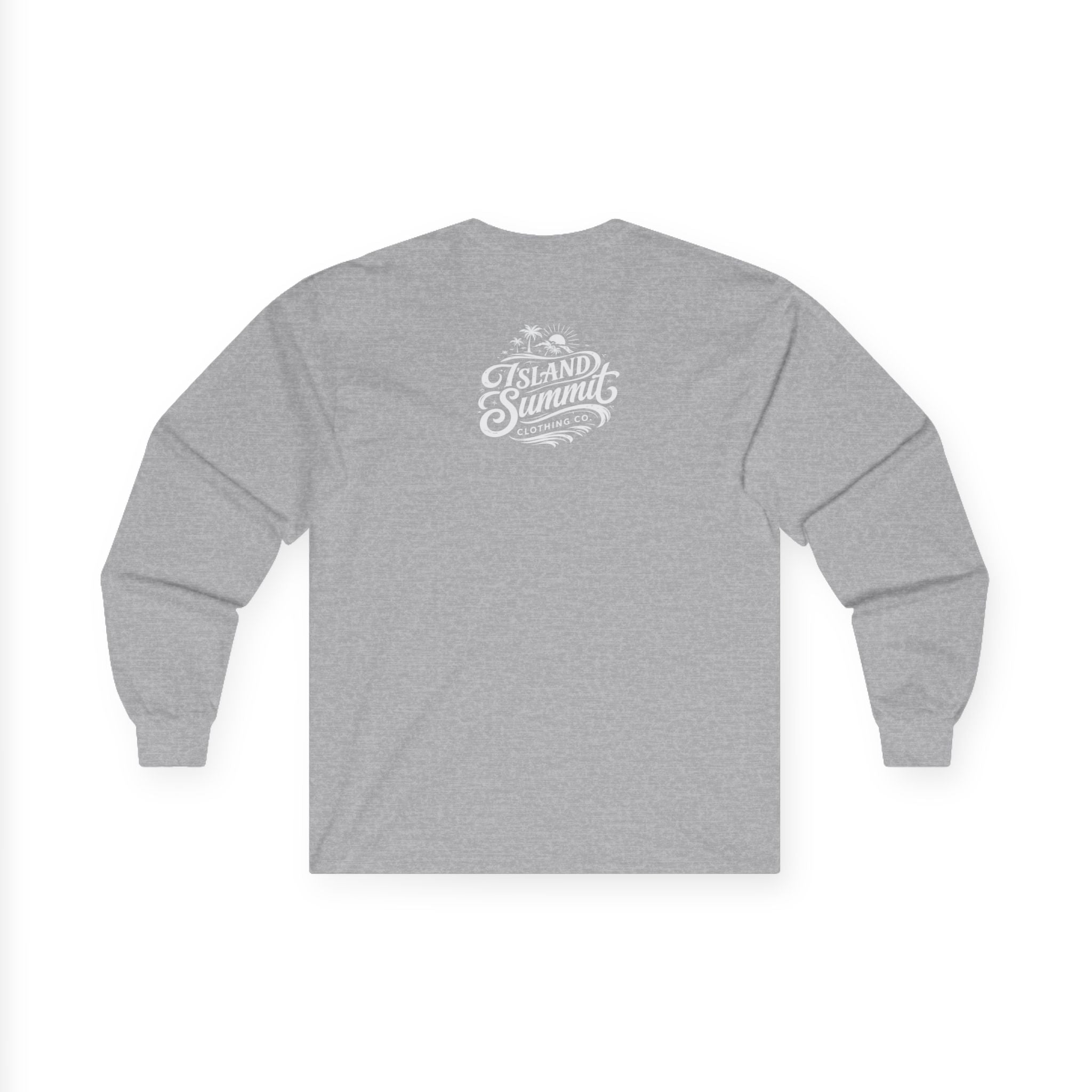 Island Summit script logo Long Sleeve Tee | surf palm sun retro