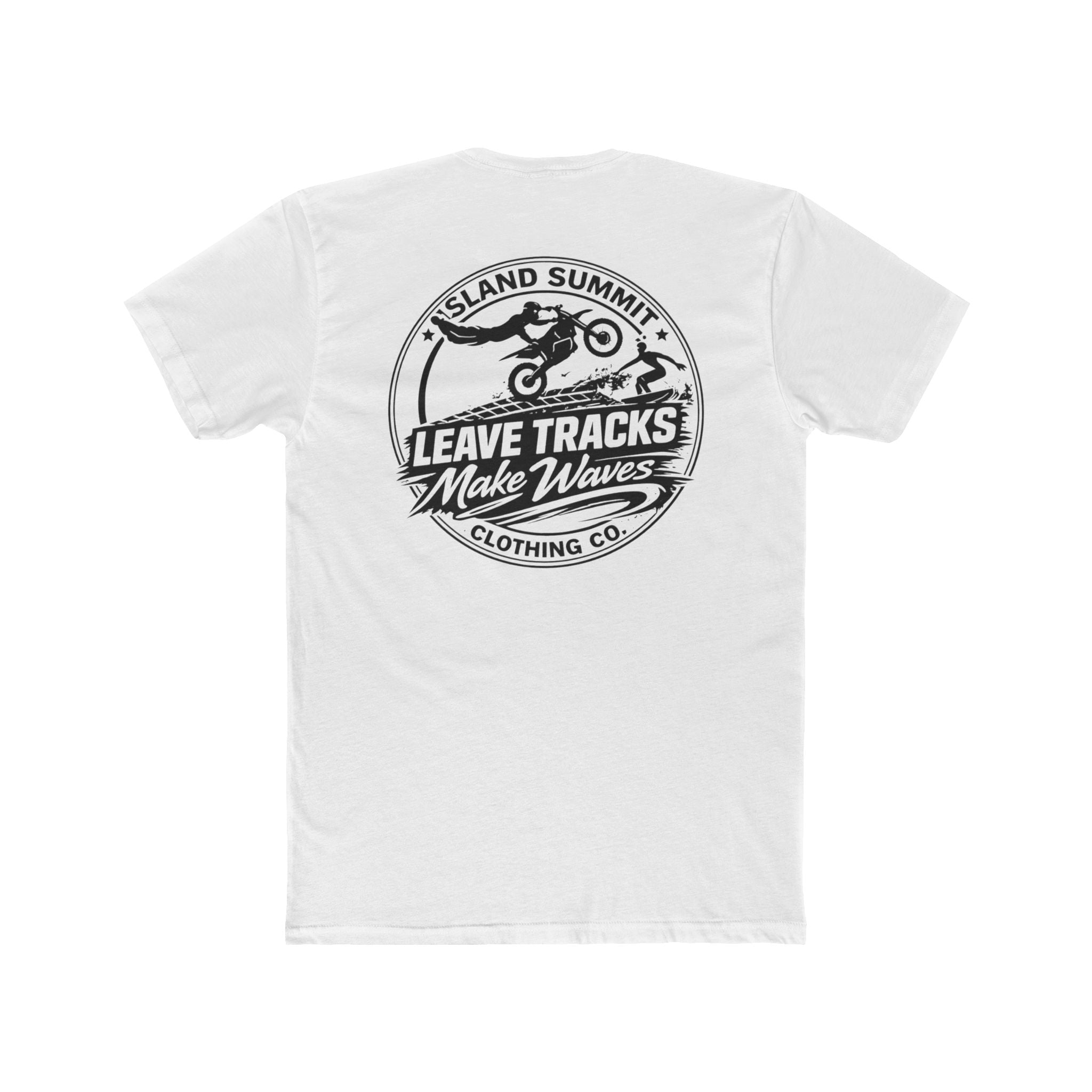 Island Summit Leave Tracks, Make Waves Dirt Bike Surf Tee