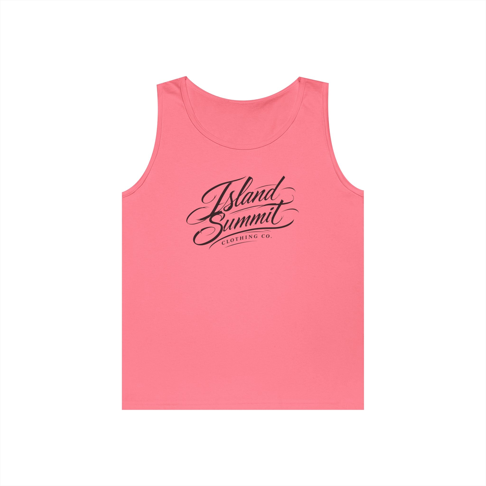 Island Summit script logo Tank Top | Minimal coastal typography