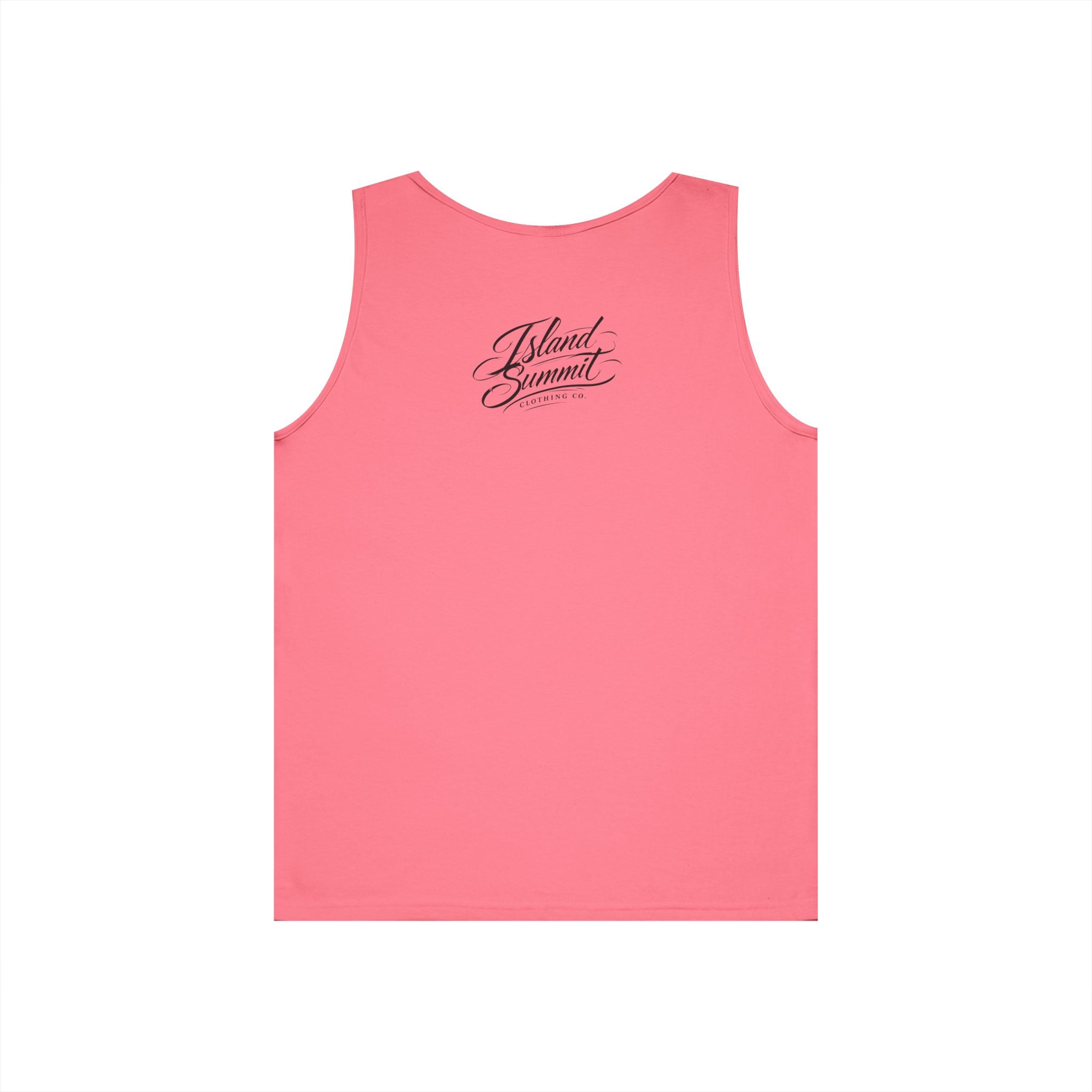 Island Summit script logo Tank Top | Minimal coastal typography