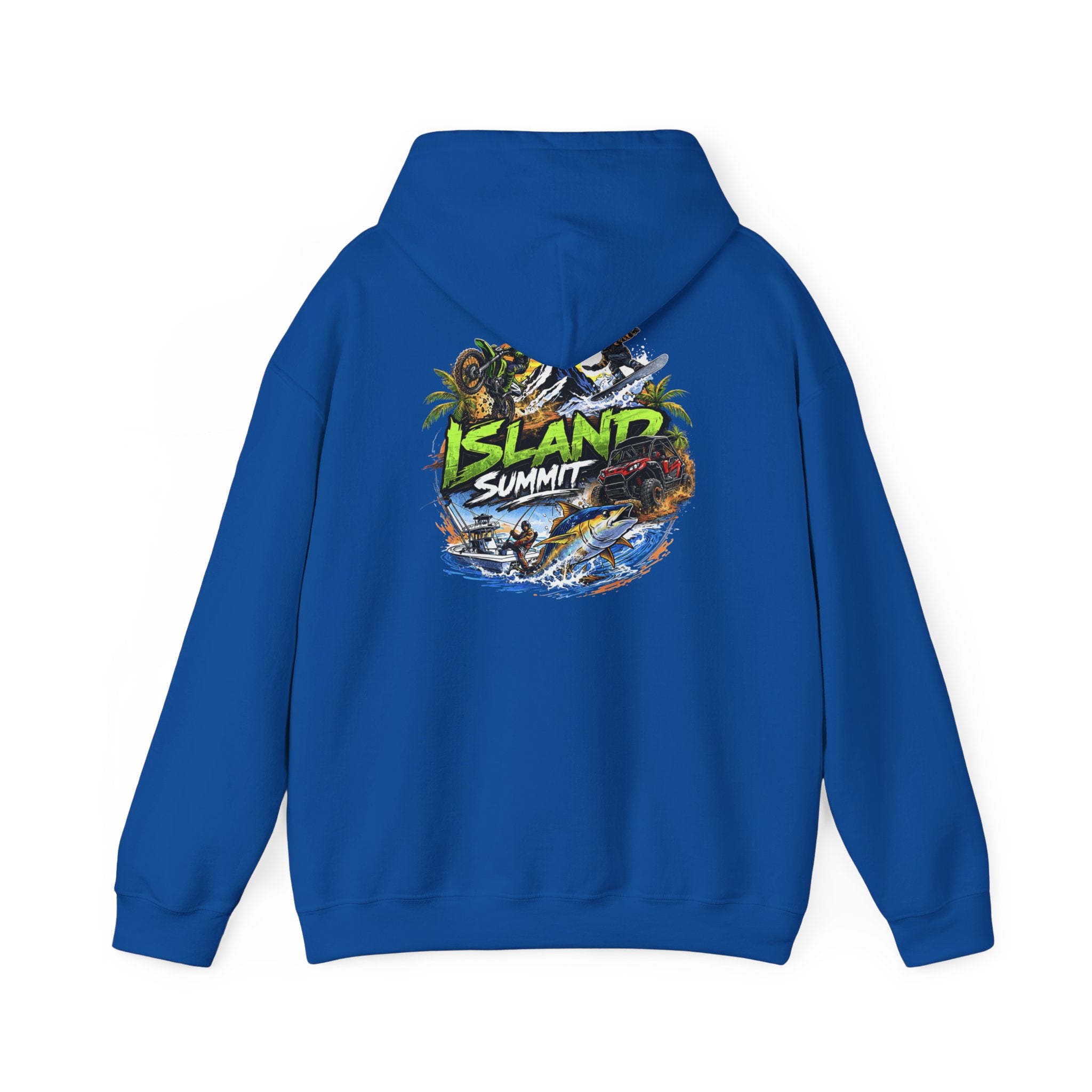 Island Summit Graphic Hoodie | 'Live Elevated' Tropical Surf Design