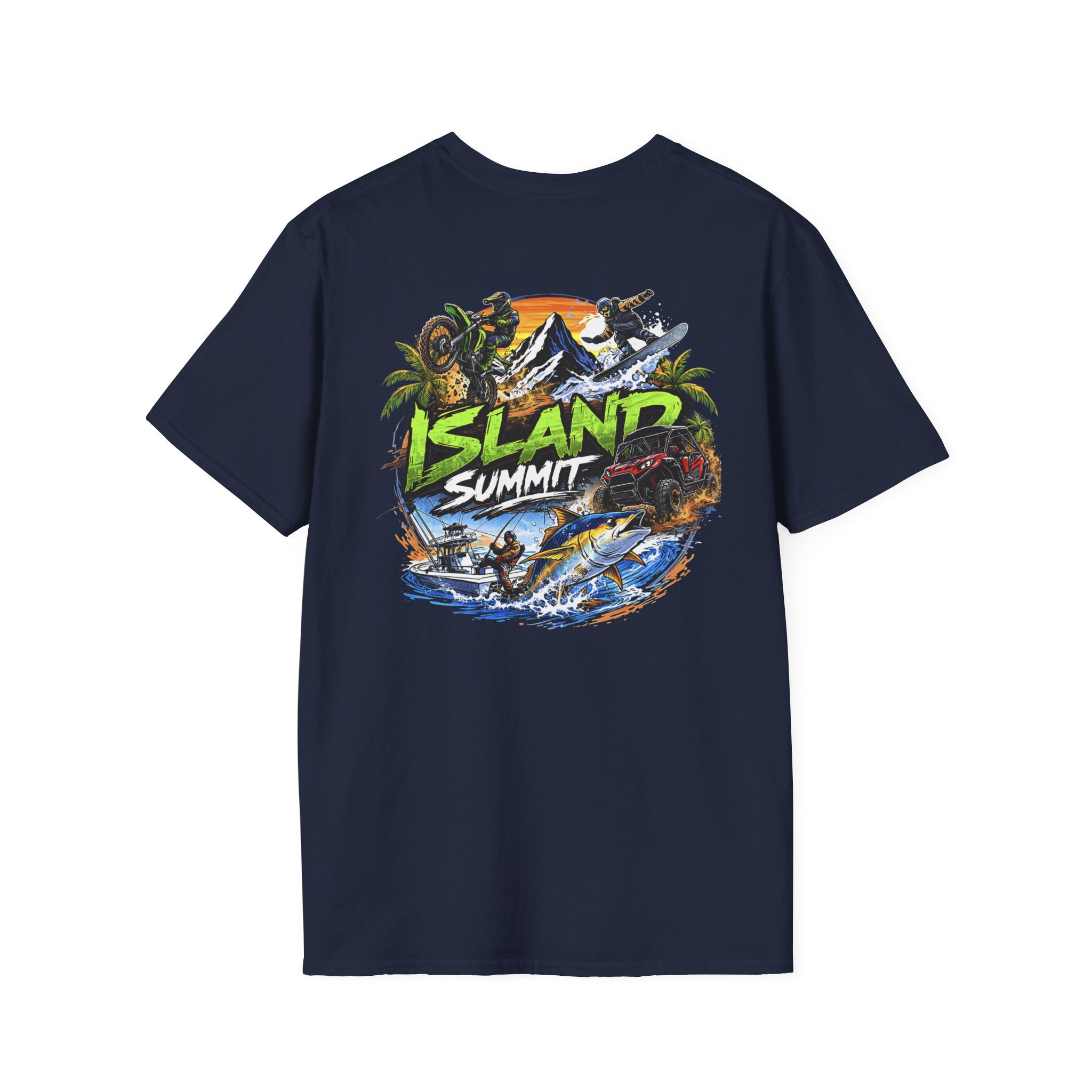 Island Summit graphic tee | Surf, snorkeling, palm trees, tropical adventure