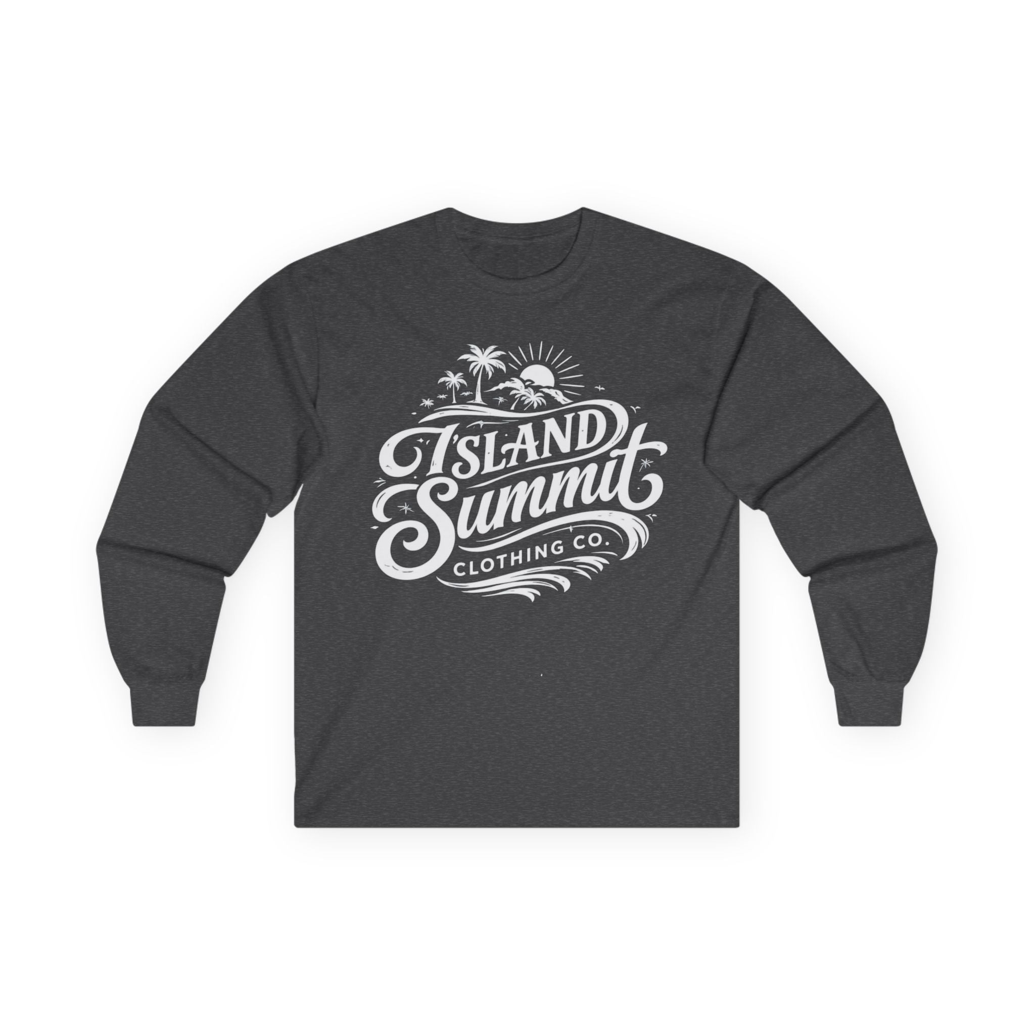 Island Summit script logo Long Sleeve Tee | surf palm sun retro
