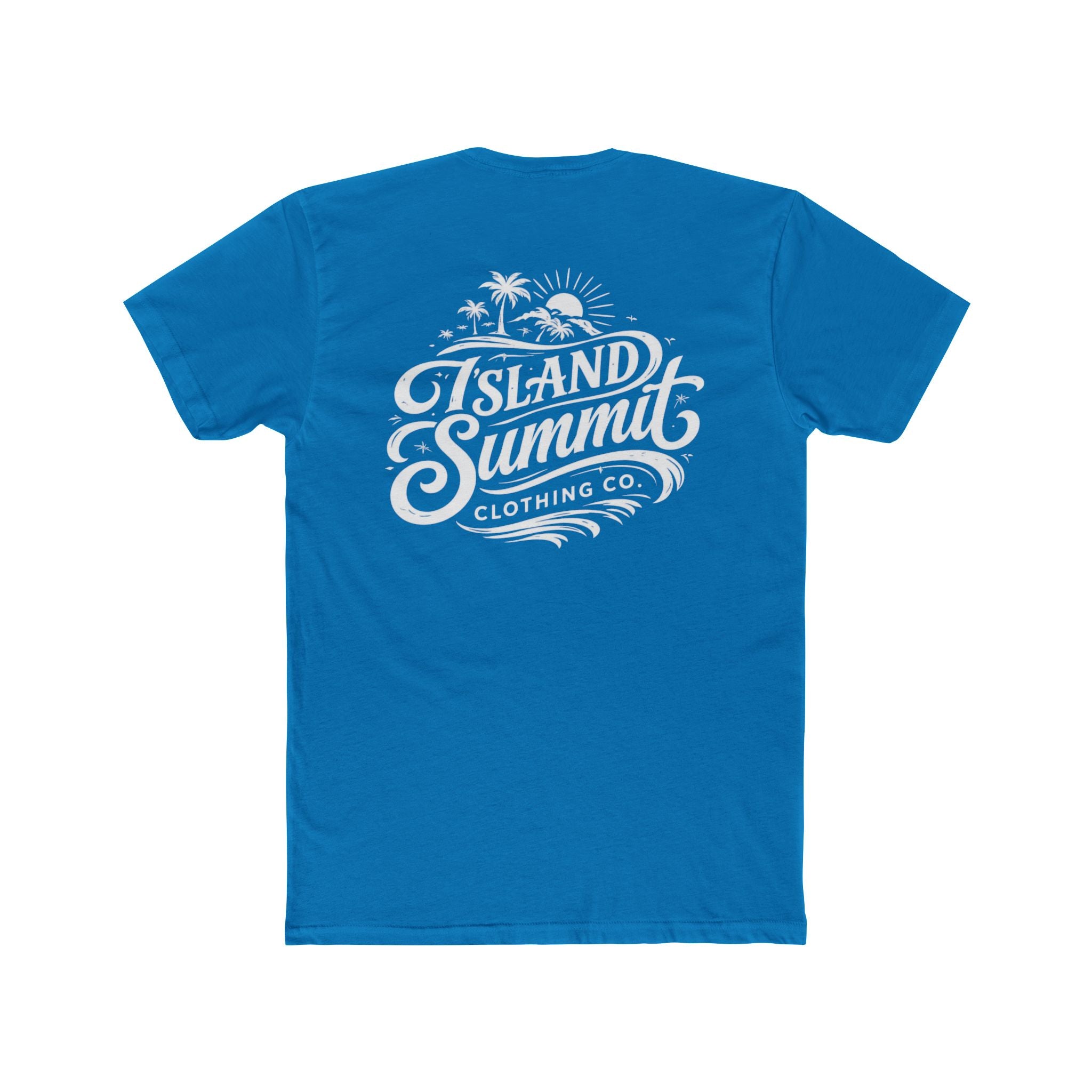 Island Summit logo tee, T-Shirt | Beach palm sunset graphic