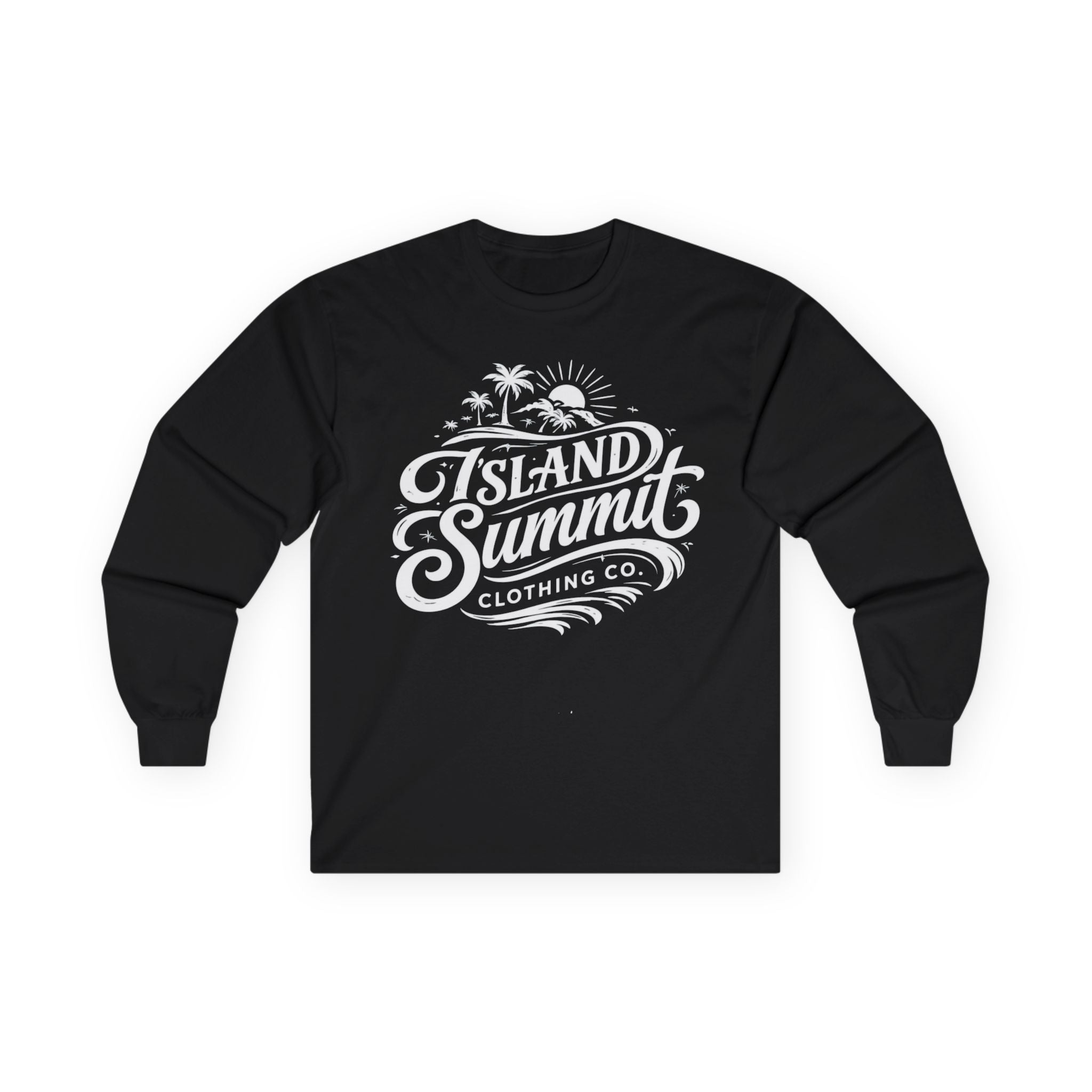 Island Summit script logo Long Sleeve Tee | surf palm sun retro