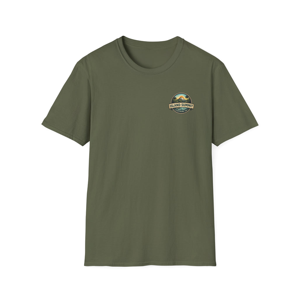 Island Summit logo tropical mountain Tee