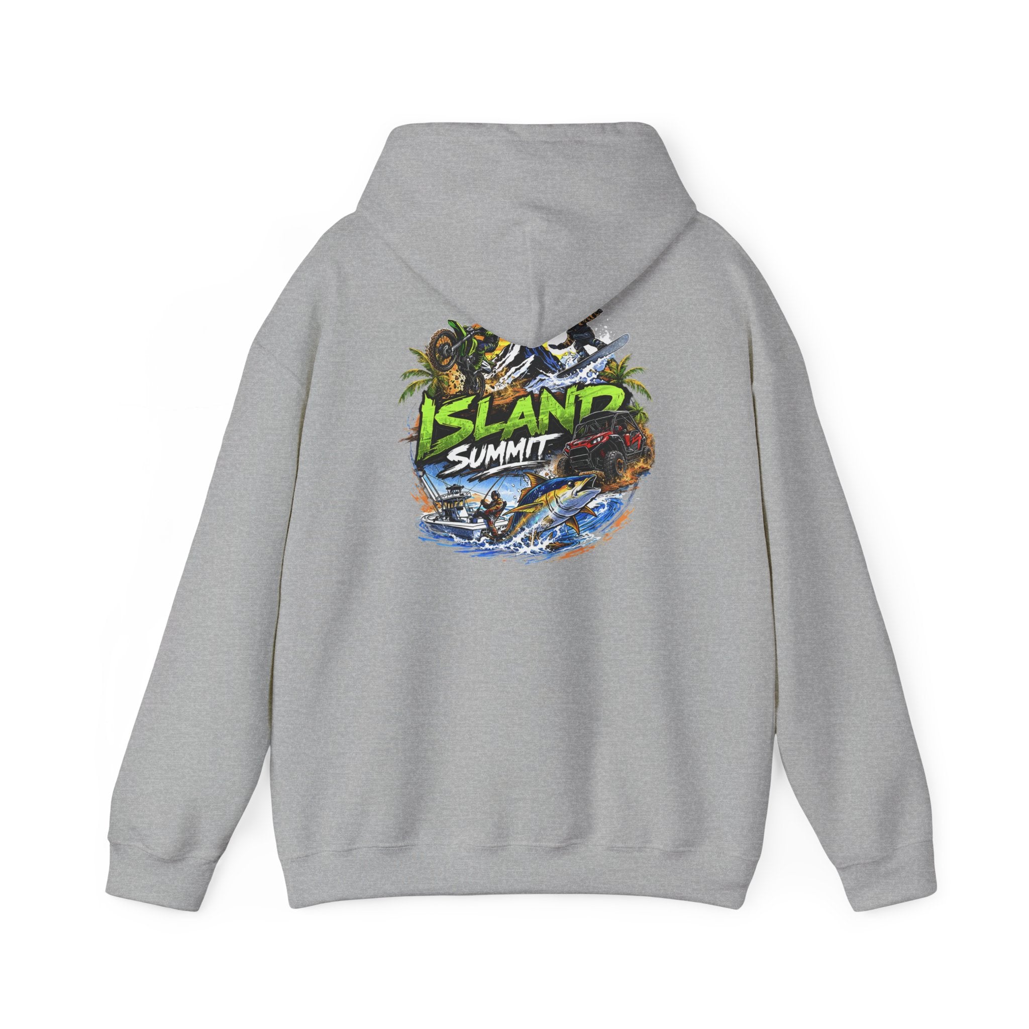 Island Summit Graphic Hoodie | 'Live Elevated' Tropical Surf Design