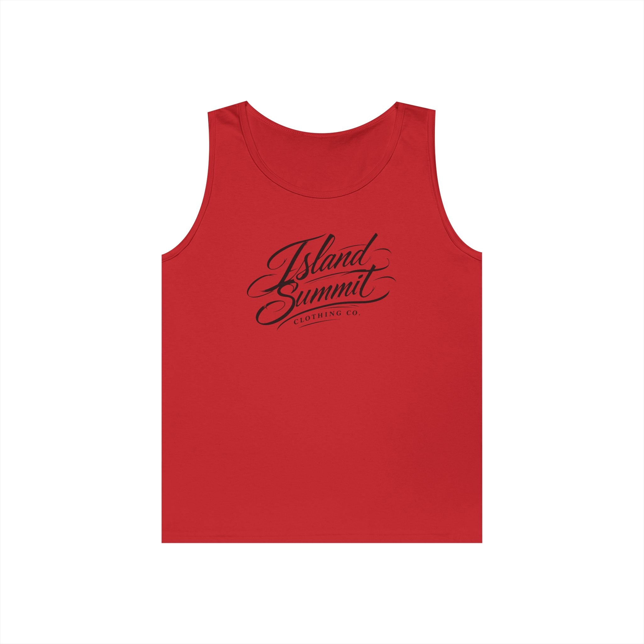 Island Summit script logo Tank Top | Minimal coastal typography