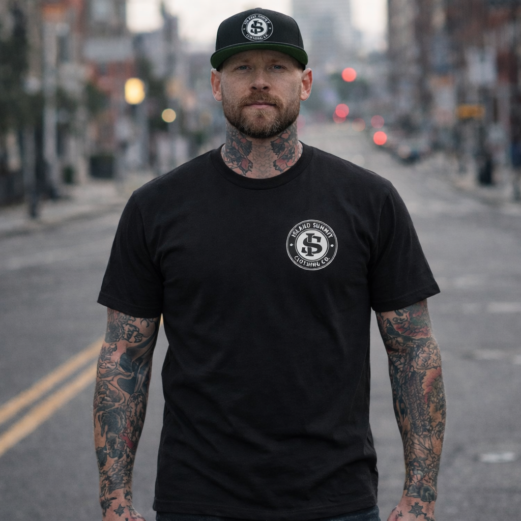 Island Summit script logo T-Shirt | Vintage script back print, small chest logo