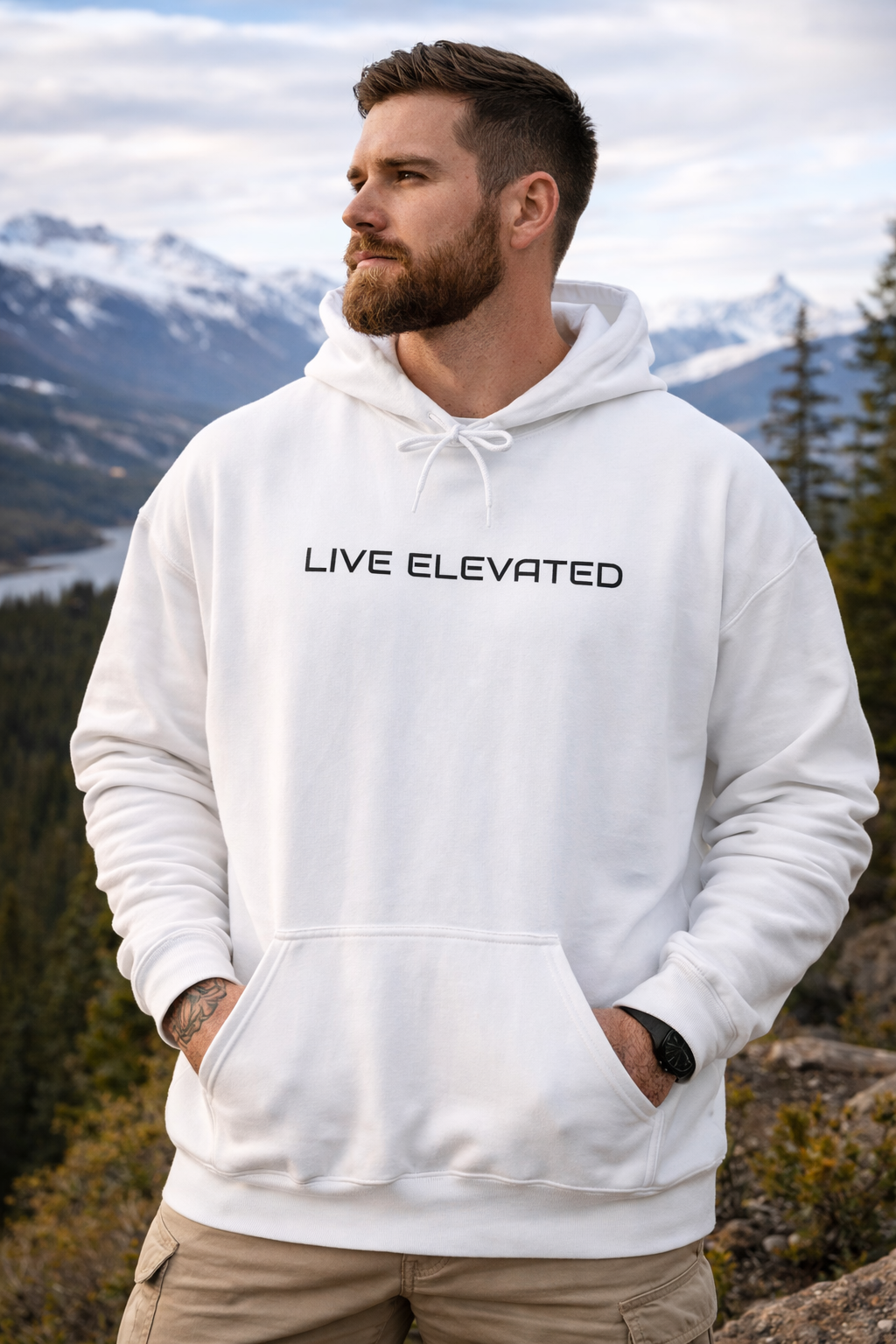 Island Summit Graphic Hoodie | 'Live Elevated' Tropical Surf Design