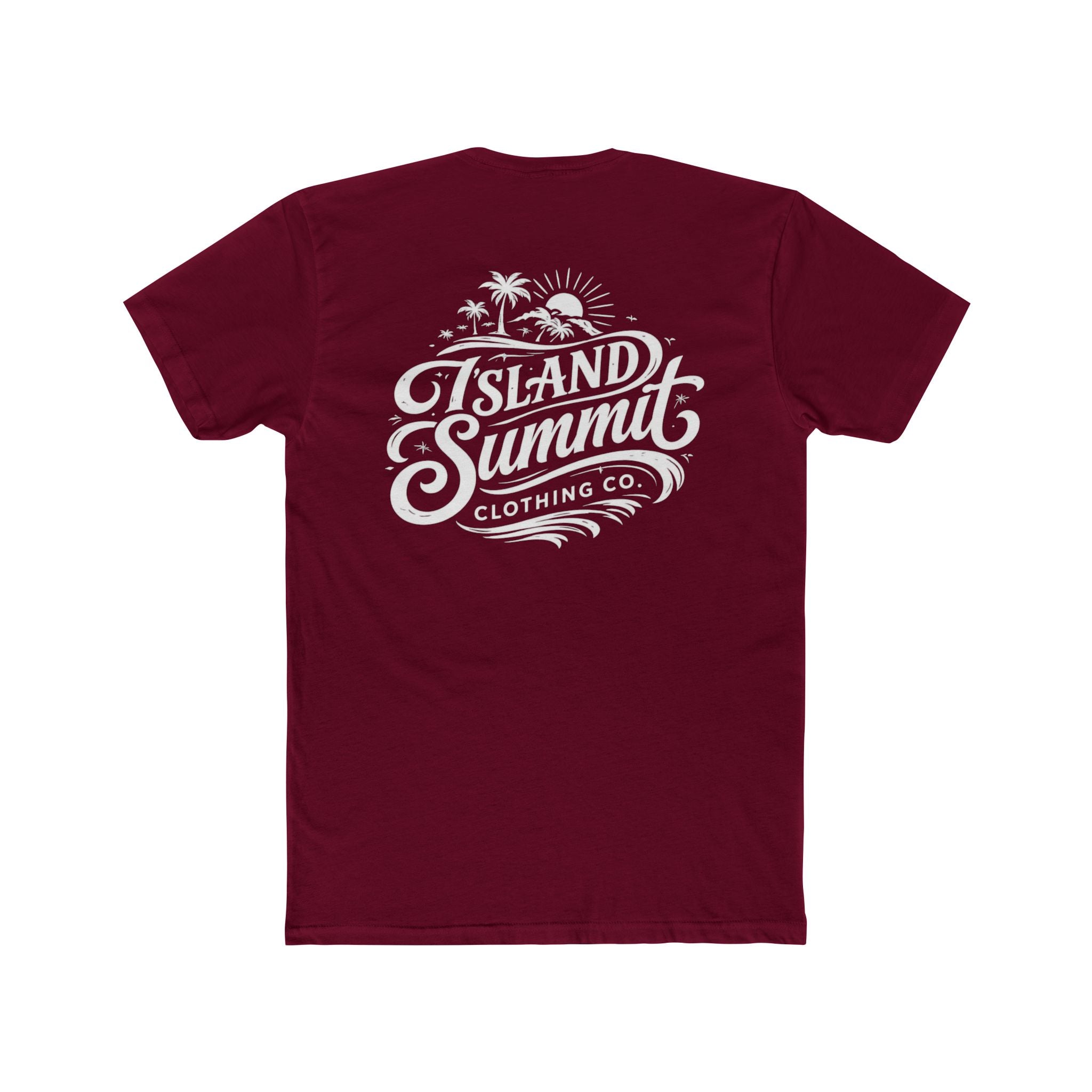 Island Summit logo tee, T-Shirt | Beach palm sunset graphic