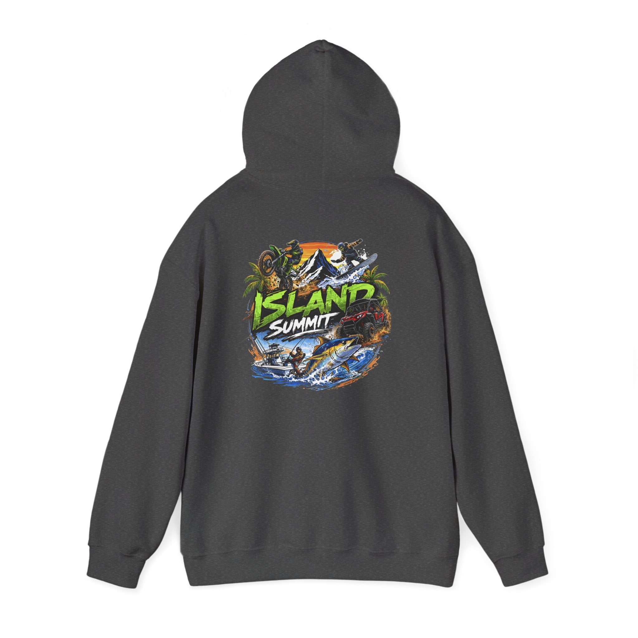 Island Summit Graphic Hoodie | 'Live Elevated' Tropical Surf Design