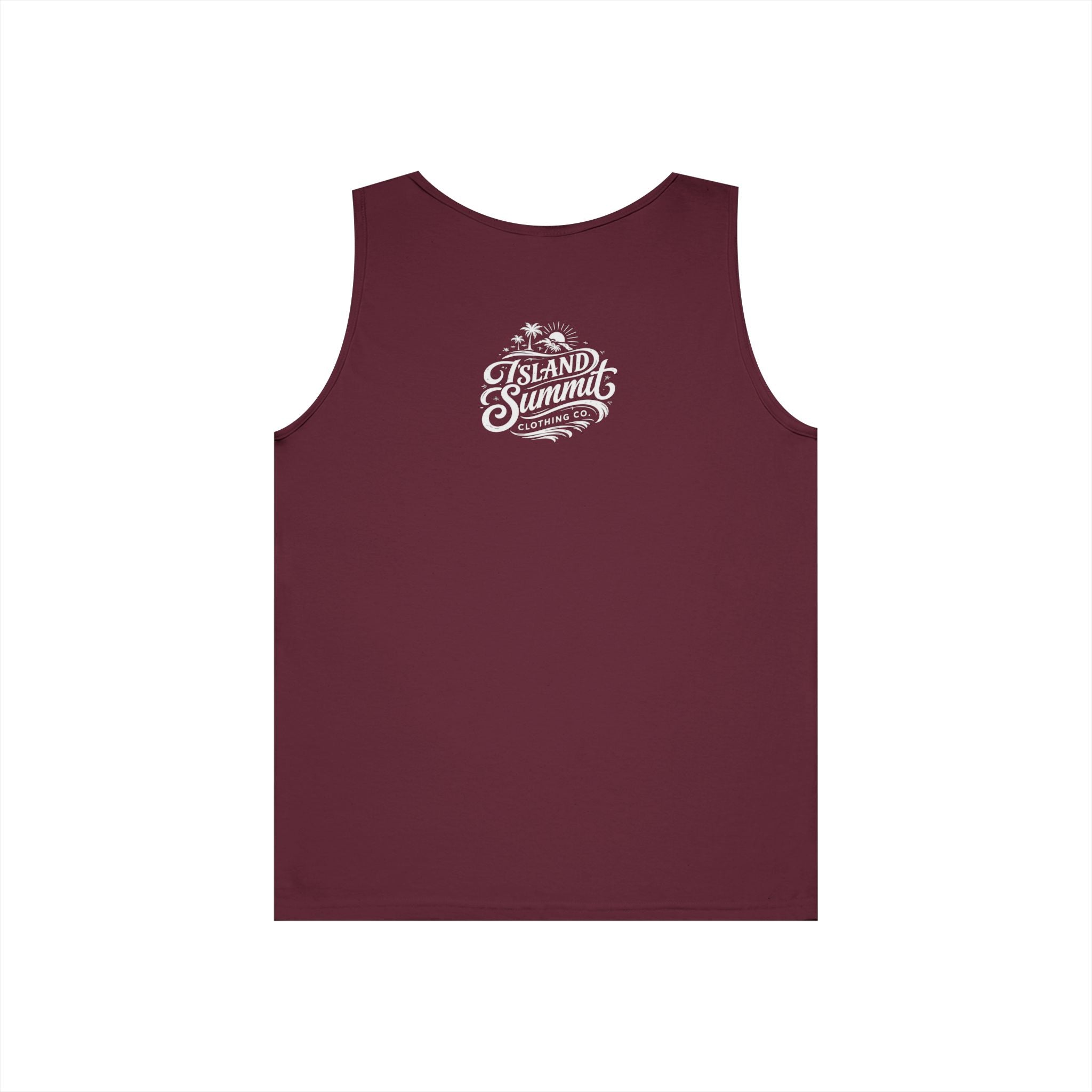 Island Summit logo Tank Top | Tropical palm graphic, vintage surf badge