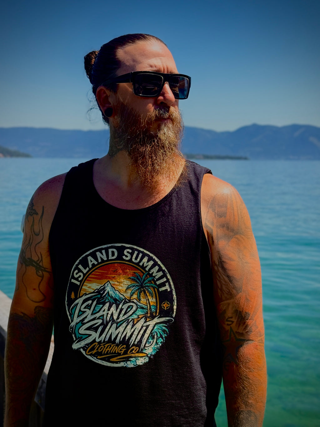 Island Summit Sunset Palm Tank Top