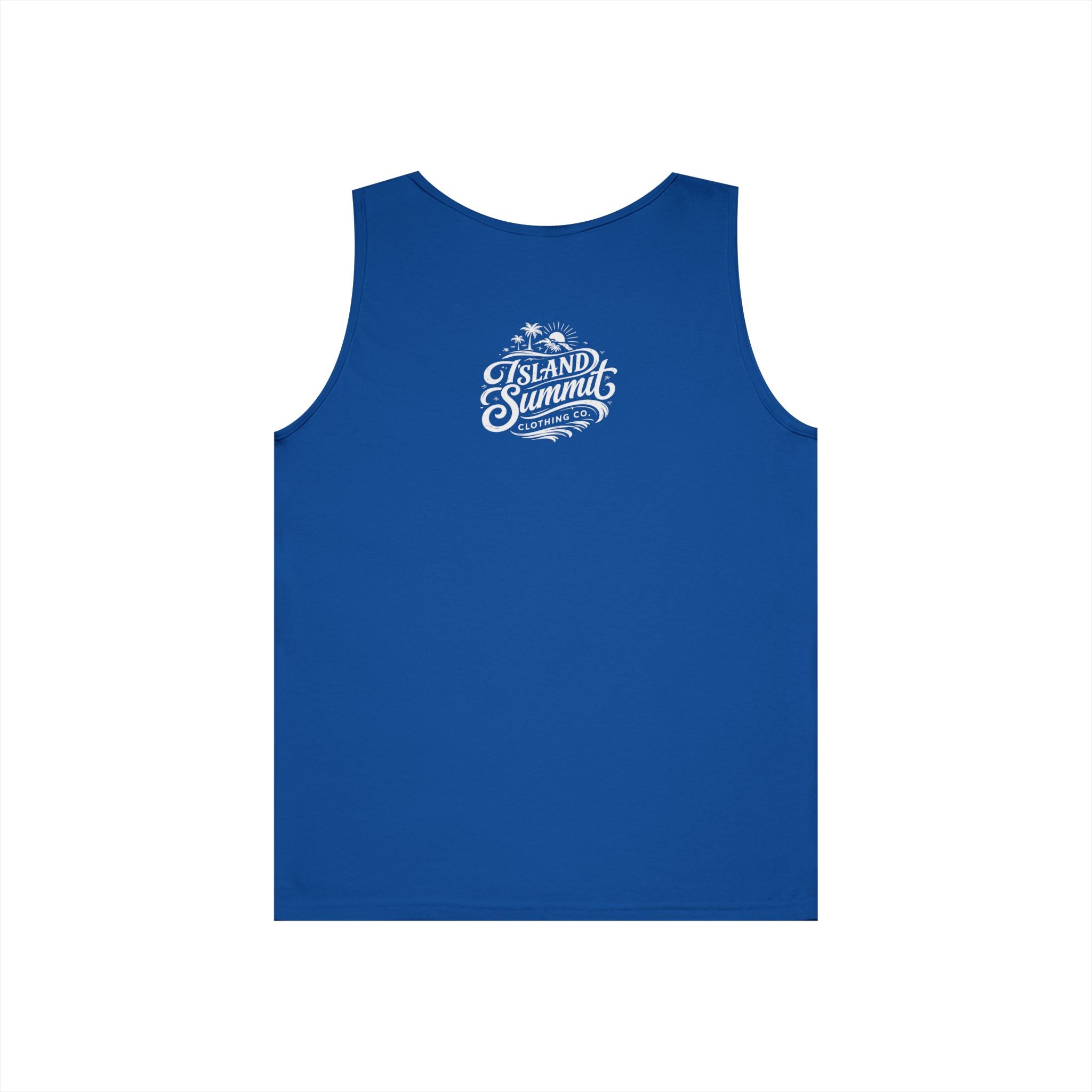 Island Summit logo Tank Top | Tropical palm graphic, vintage surf badge