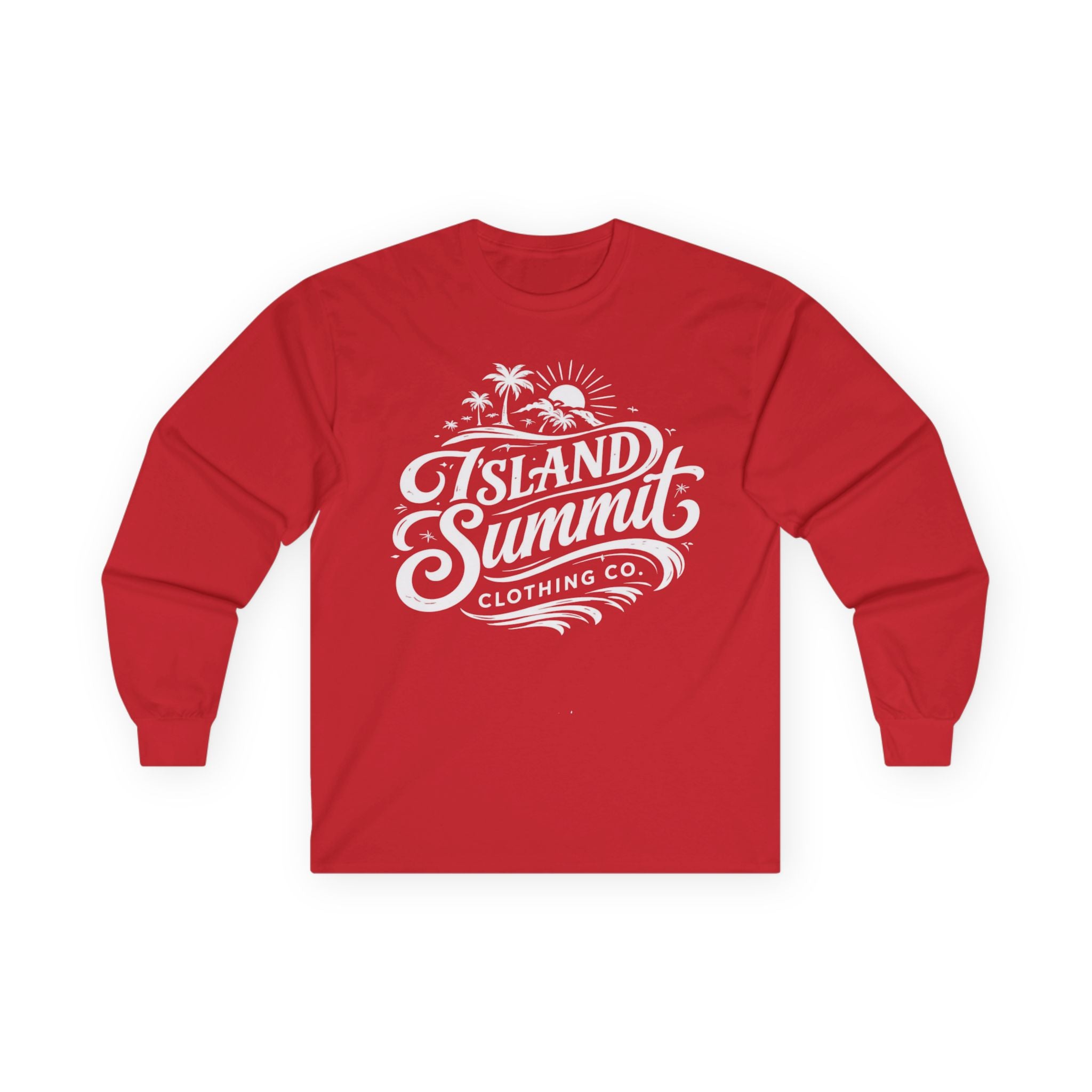 Island Summit script logo Long Sleeve Tee | surf palm sun retro