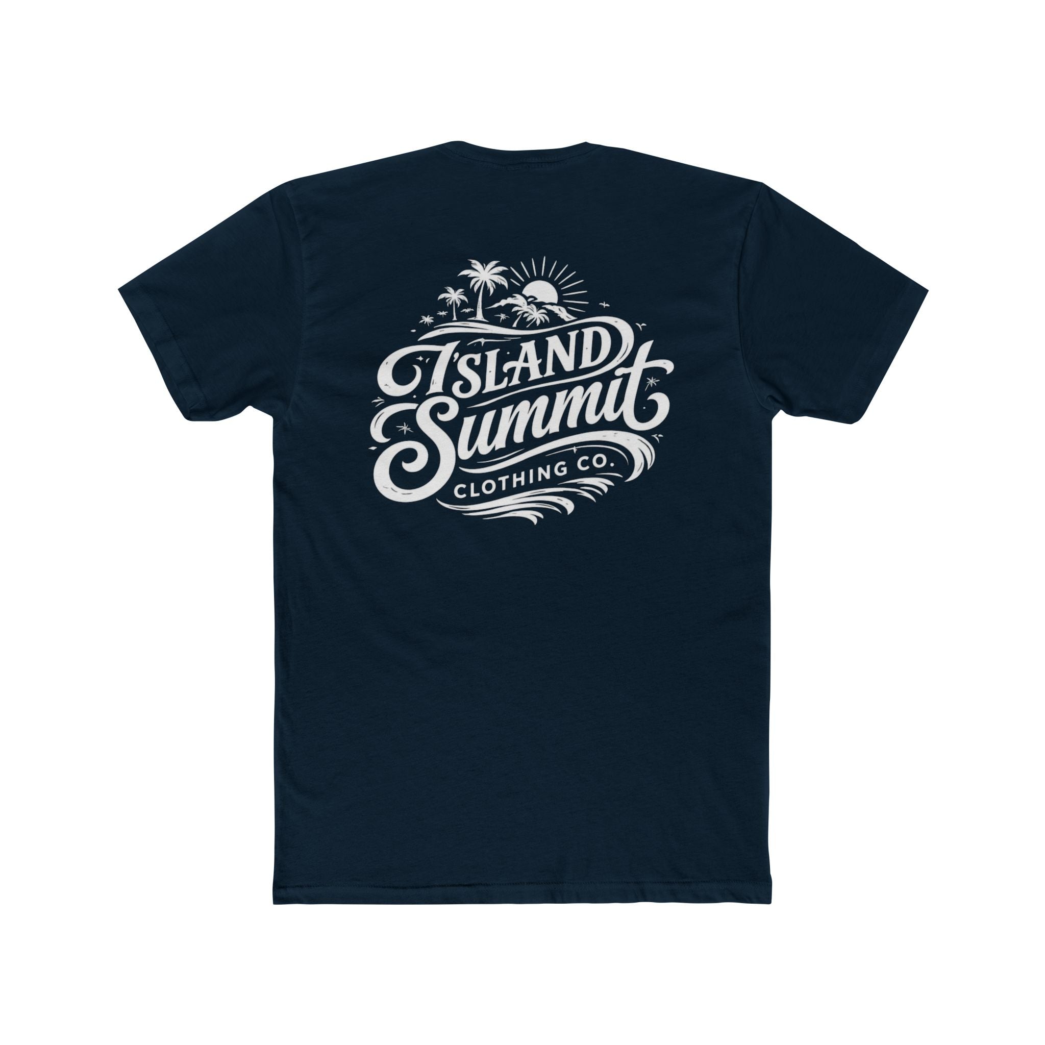 Island Summit logo tee, T-Shirt | Beach palm sunset graphic