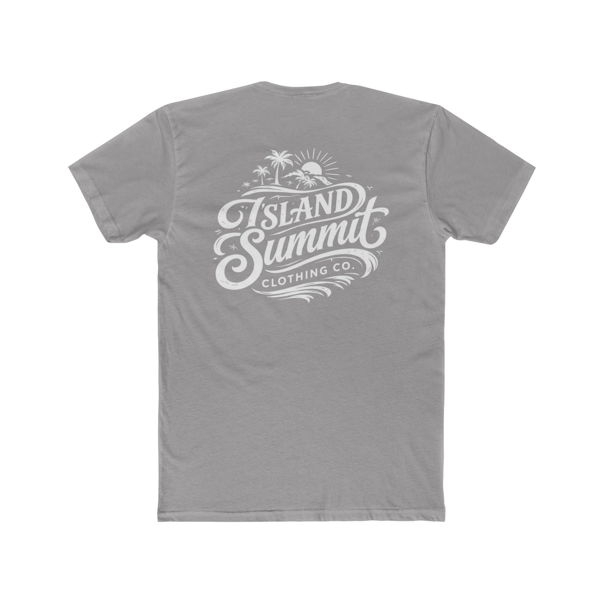 Island Summit logo tee, T-Shirt | Beach palm sunset graphic