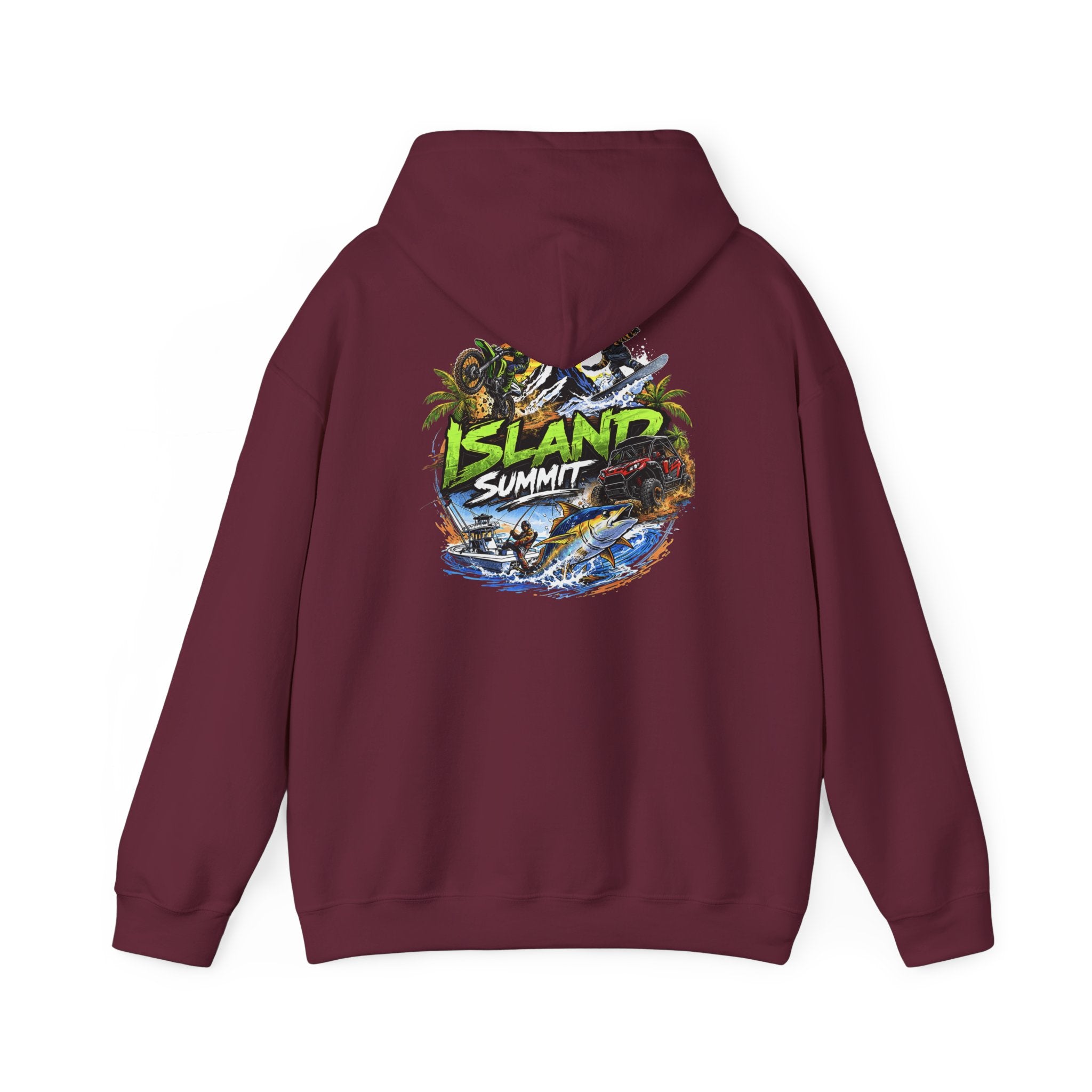 Island Summit Graphic Hoodie | 'Live Elevated' Tropical Surf Design