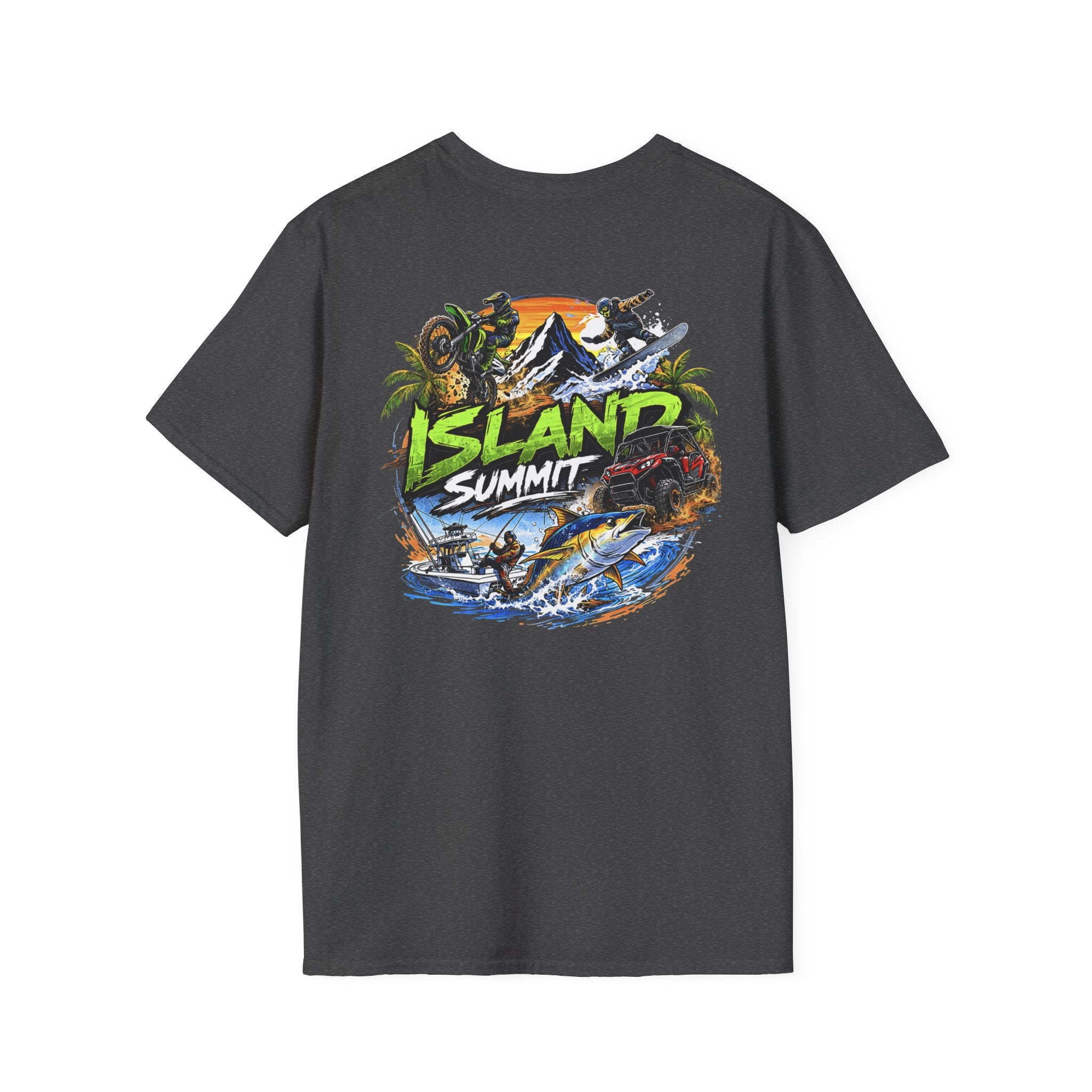 Island Summit graphic tee | Surf, snorkeling, palm trees, tropical adventure