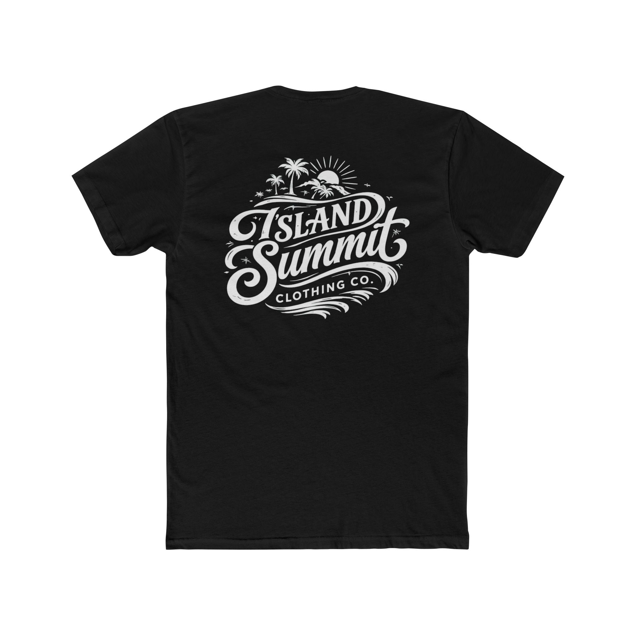 Island Summit logo tee, T-Shirt | Beach palm sunset graphic