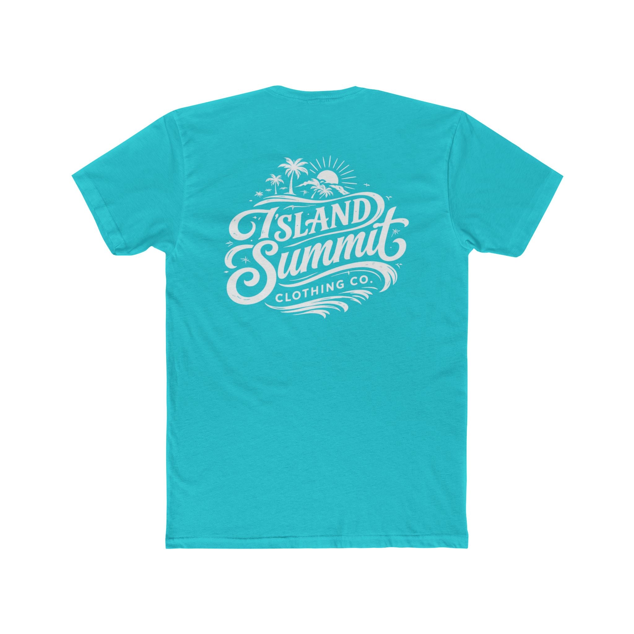 Island Summit logo tee, T-Shirt | Beach palm sunset graphic