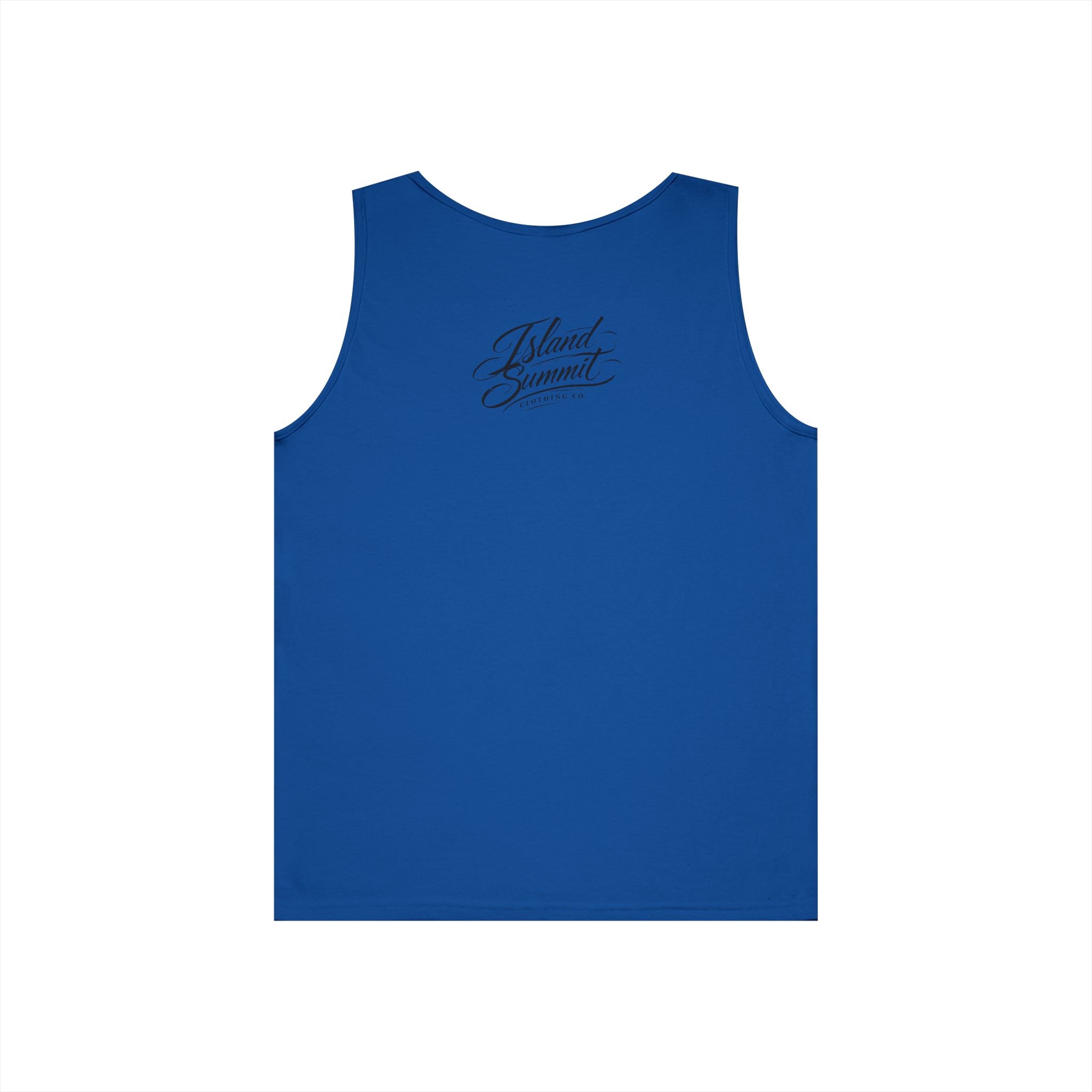 Island Summit script logo Tank Top | Minimal coastal typography