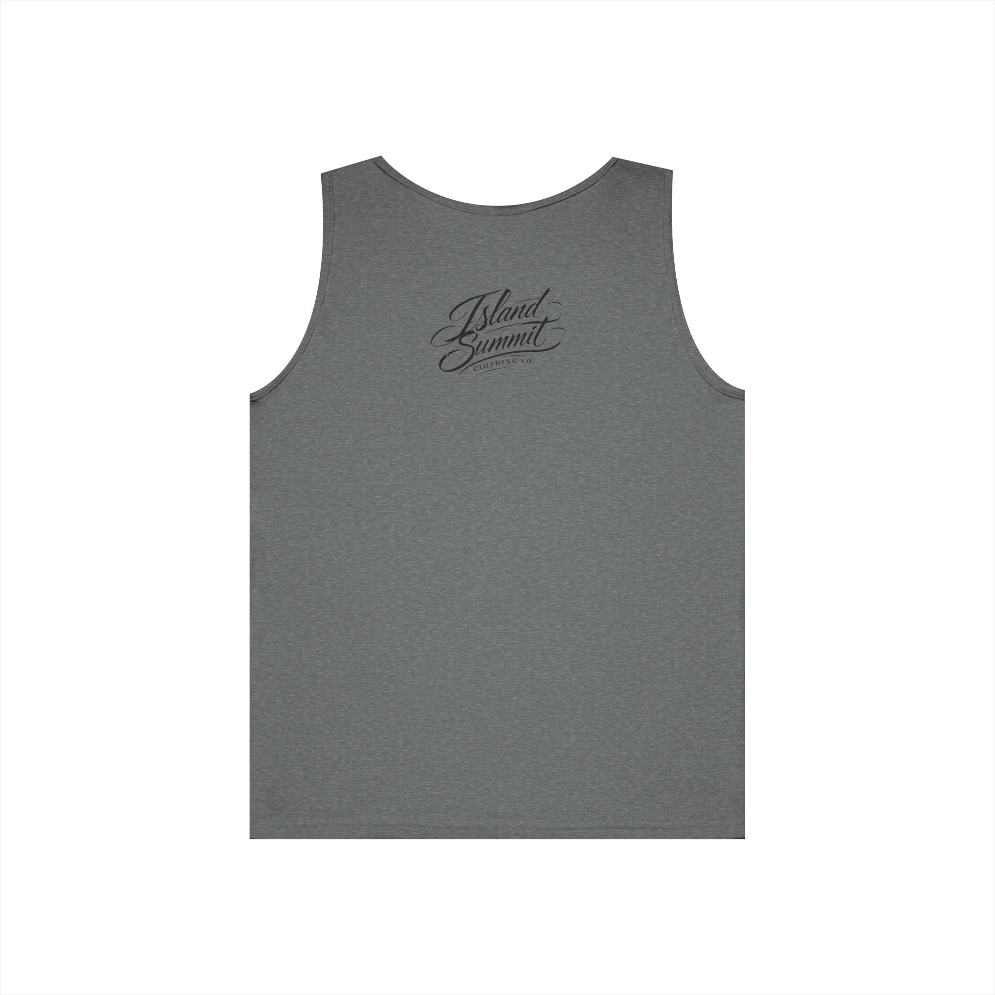 Island Summit script logo Tank Top | Minimal coastal typography