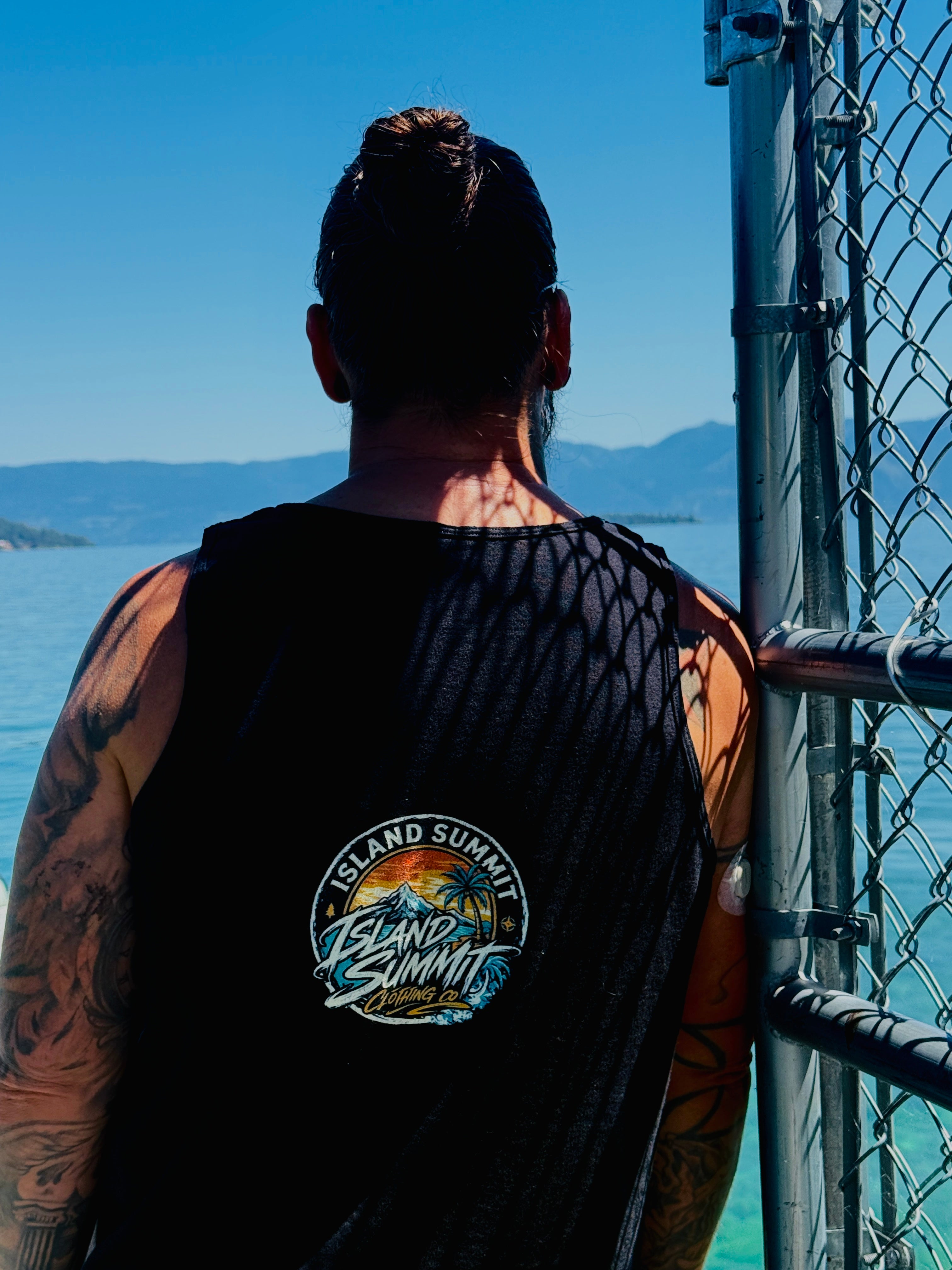 Island Summit Sunset Palm Tank Top
