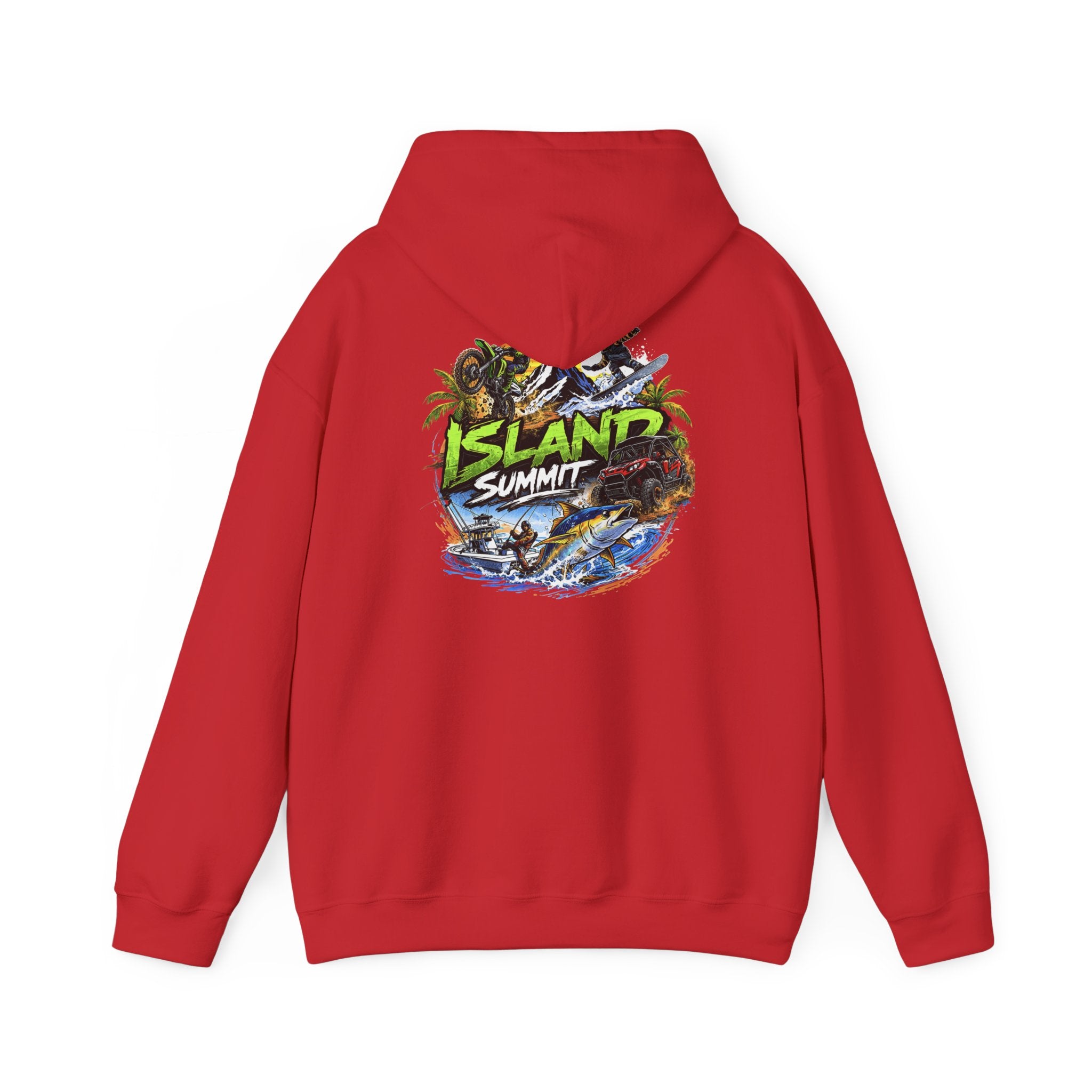 Island Summit Graphic Hoodie | 'Live Elevated' Tropical Surf Design