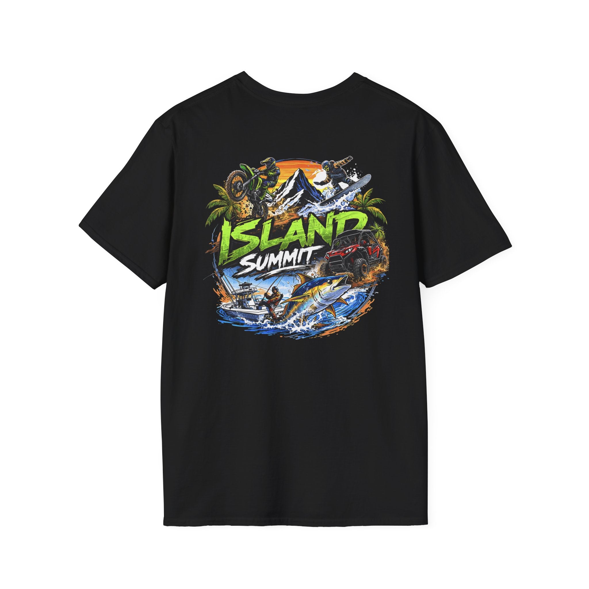Island Summit graphic tee | Surf, snorkeling, palm trees, tropical adventure