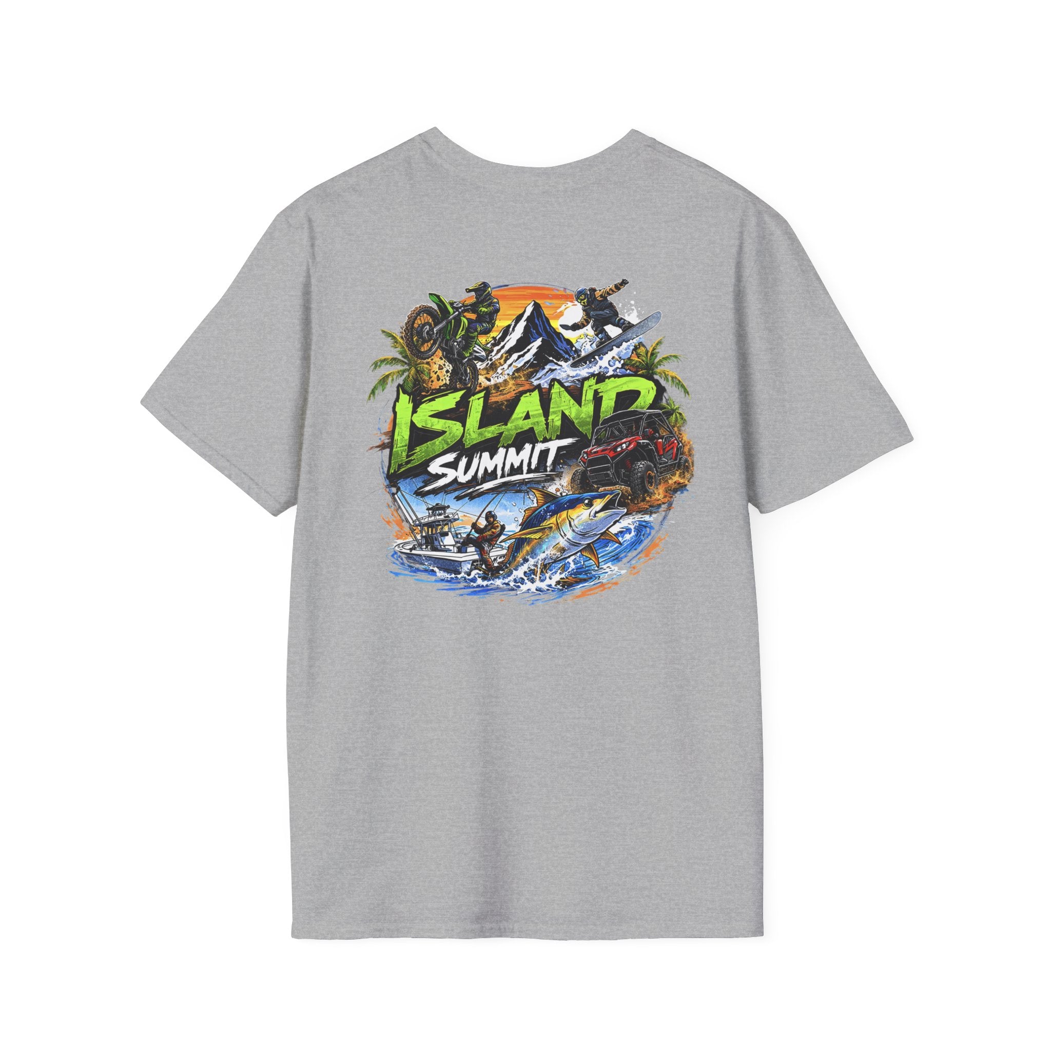 Island Summit graphic tee | Surf, snorkeling, palm trees, tropical adventure
