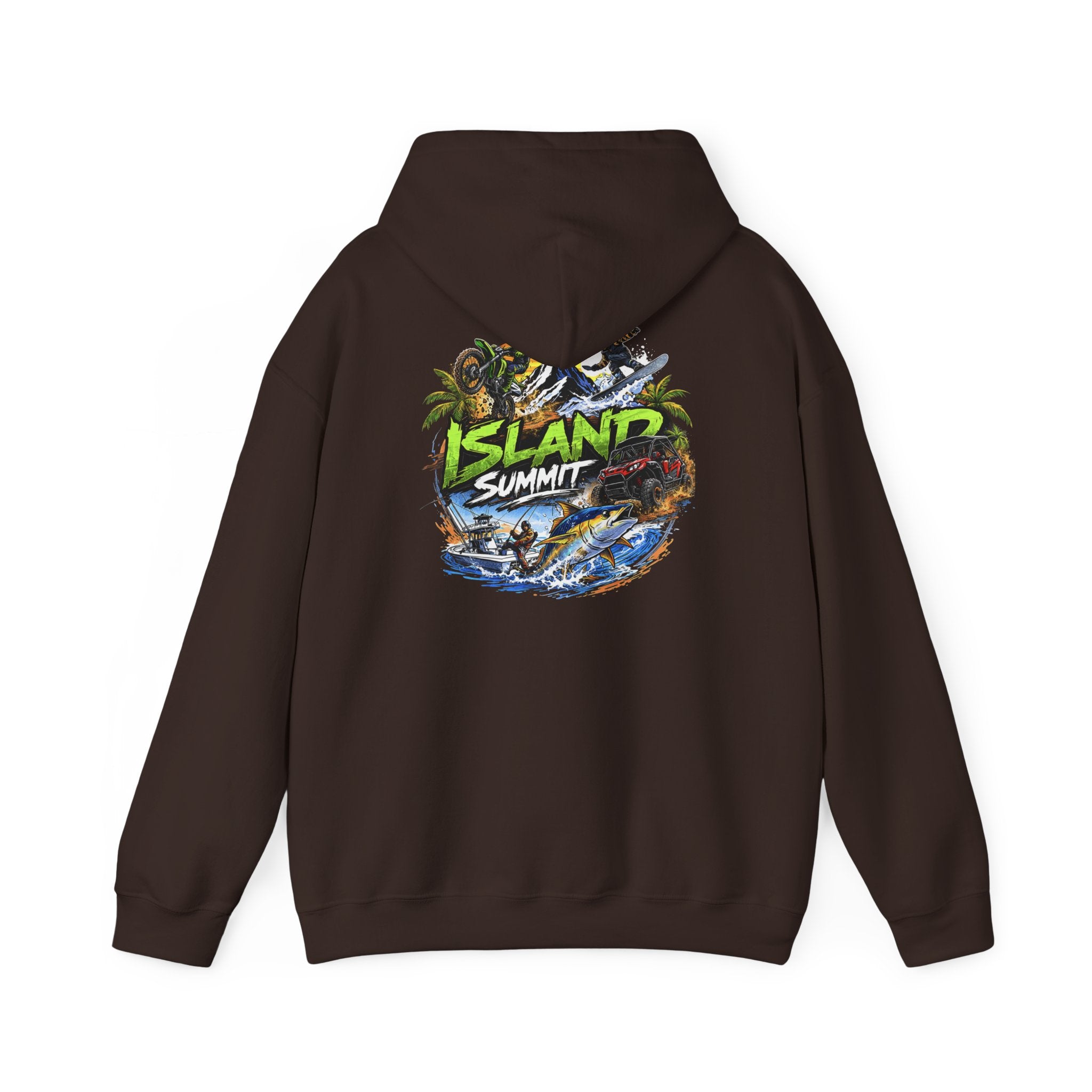Island Summit Graphic Hoodie | 'Live Elevated' Tropical Surf Design