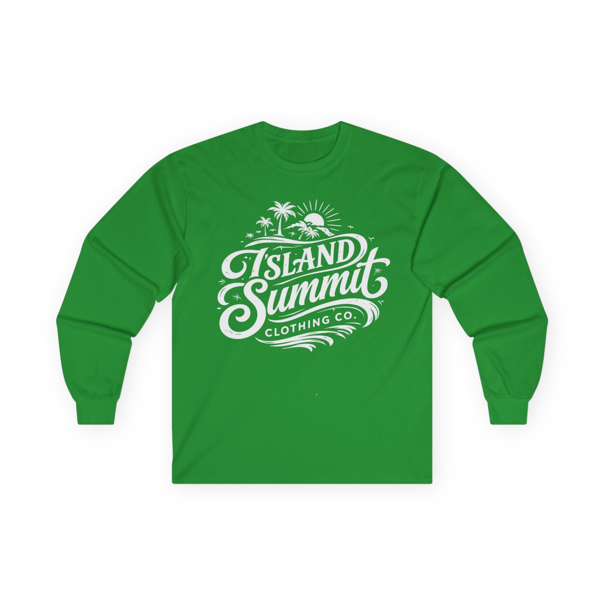 Island Summit script logo Long Sleeve Tee | surf palm sun retro