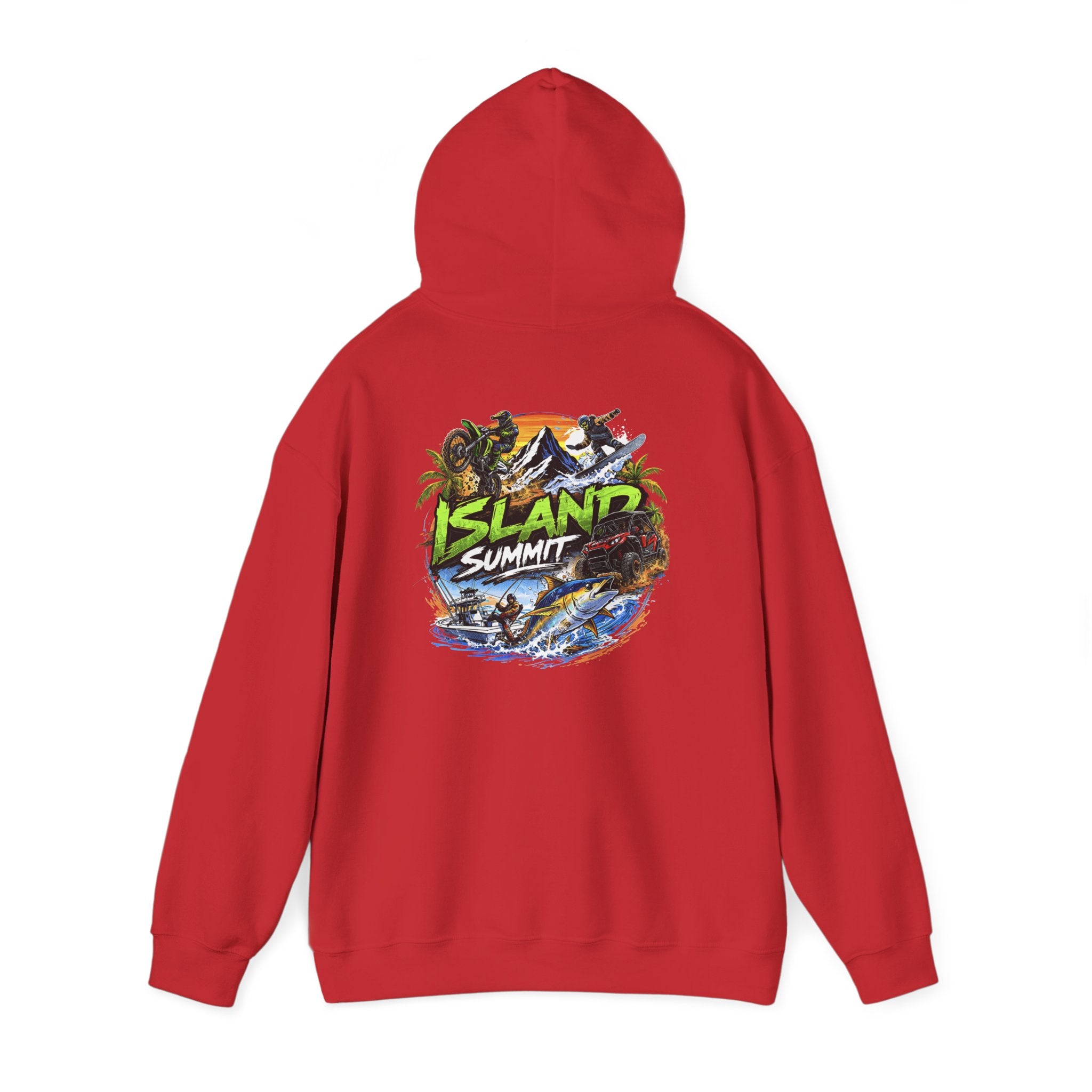 Island Summit Graphic Hoodie | 'Live Elevated' Tropical Surf Design
