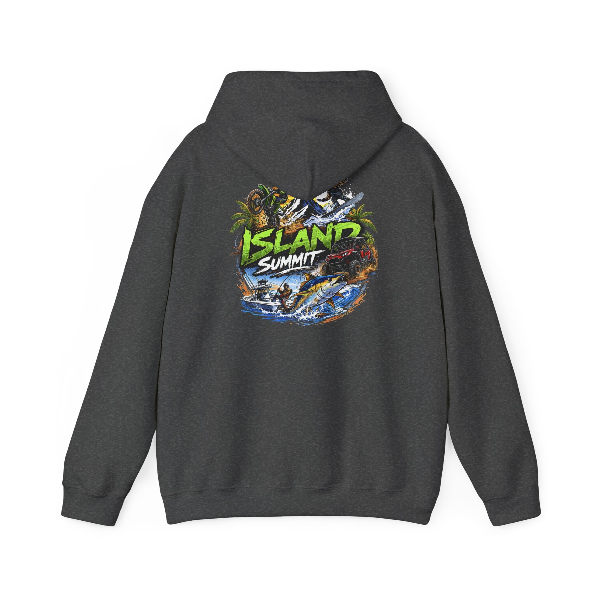 Island Summit Graphic Hoodie | 'Live Elevated' Tropical Surf Design